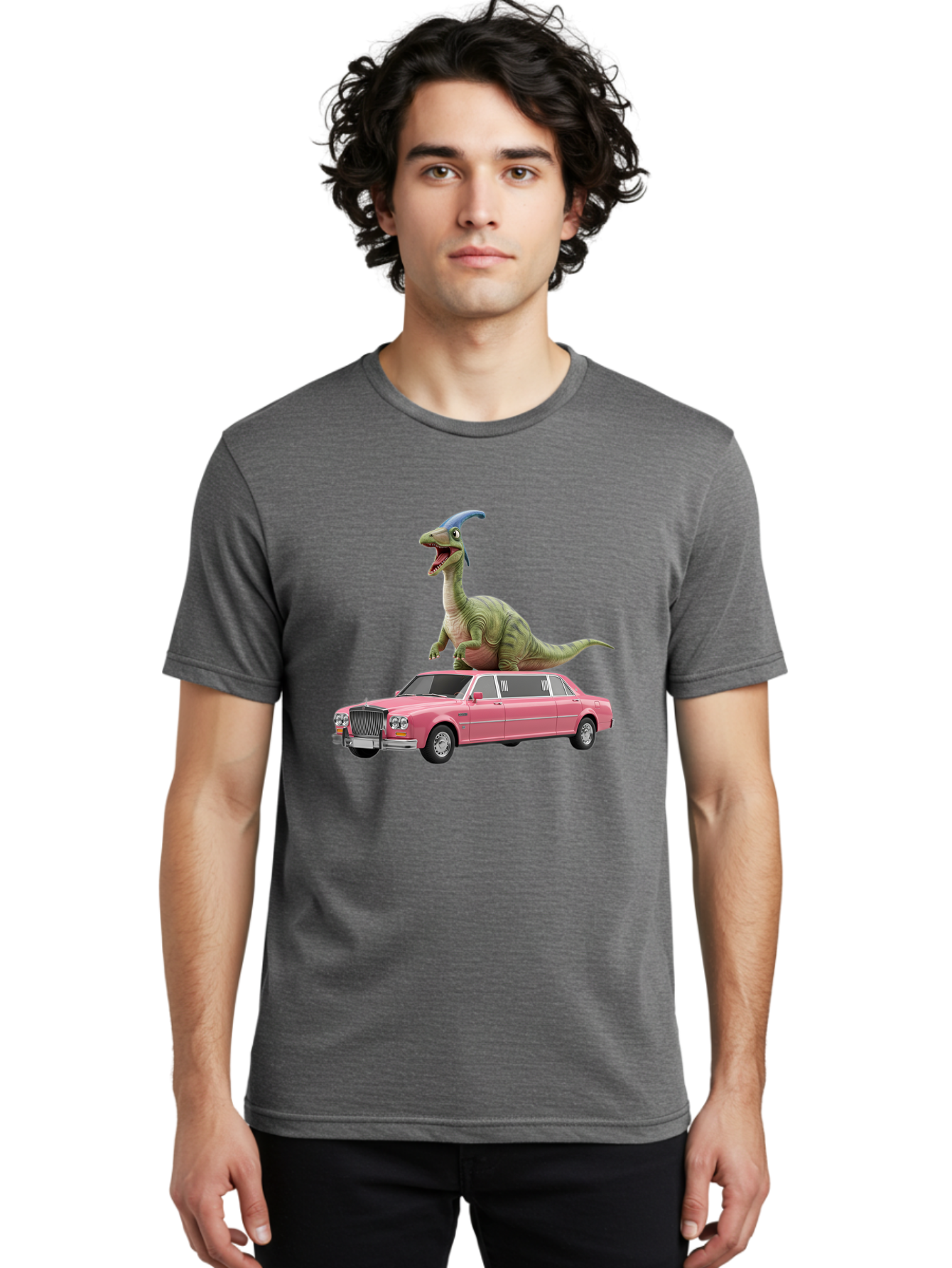Parasaurolophus-On-Pink-Limousine Men'S Graphic Tee, 100% Cotton, Comfortable Casual Summer Wear, Machine Washable, Vintage Camera, Old Camera, Antique Camera, Black Camera, Classic Photography, Photography Equipment, Nostalgic Device, Bai207