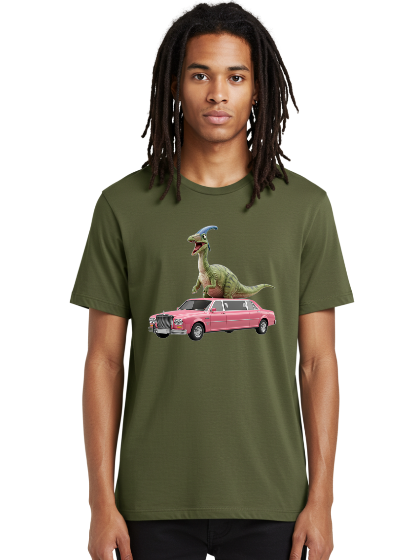 Parasaurolophus-On-Pink-Limousine Men'S Graphic Tee, 100% Cotton, Comfortable Casual Summer Wear, Machine Washable, Vintage Camera, Old Camera, Antique Camera, Black Camera, Classic Photography, Photography Equipment, Nostalgic Device, Bai207