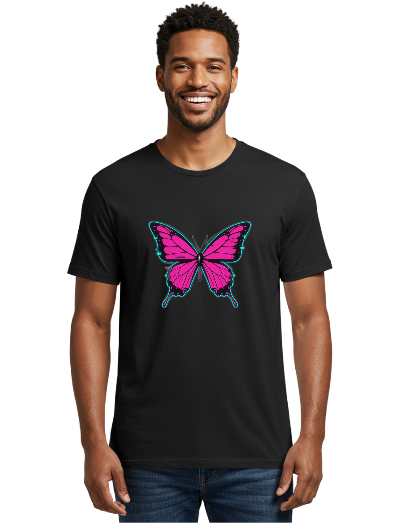 Pink-Butterfly-1 Men'S Graphic Tee, 100% Cotton, Comfortable Casual Summer Wear, Machine Washable, Vintage Camera, Old Camera, Antique Camera, Black Camera, Classic Photography, Photography Equipment, Nostalgic Device, Film Camera, Camera Art Bai215