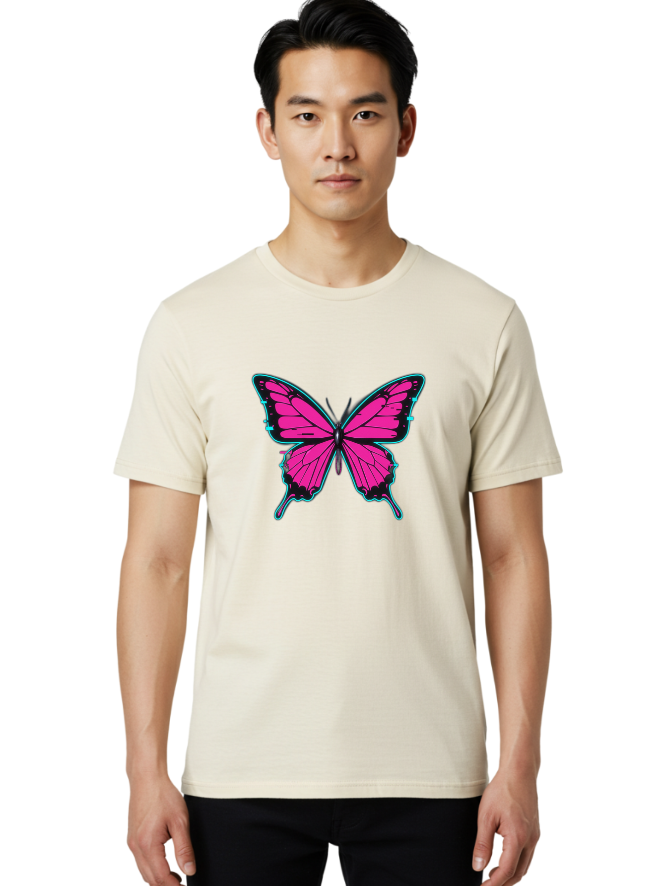 Pink-Butterfly-1 Men'S Graphic Tee, 100% Cotton, Comfortable Casual Summer Wear, Machine Washable, Vintage Camera, Old Camera, Antique Camera, Black Camera, Classic Photography, Photography Equipment, Nostalgic Device, Film Camera, Camera Art Bai215