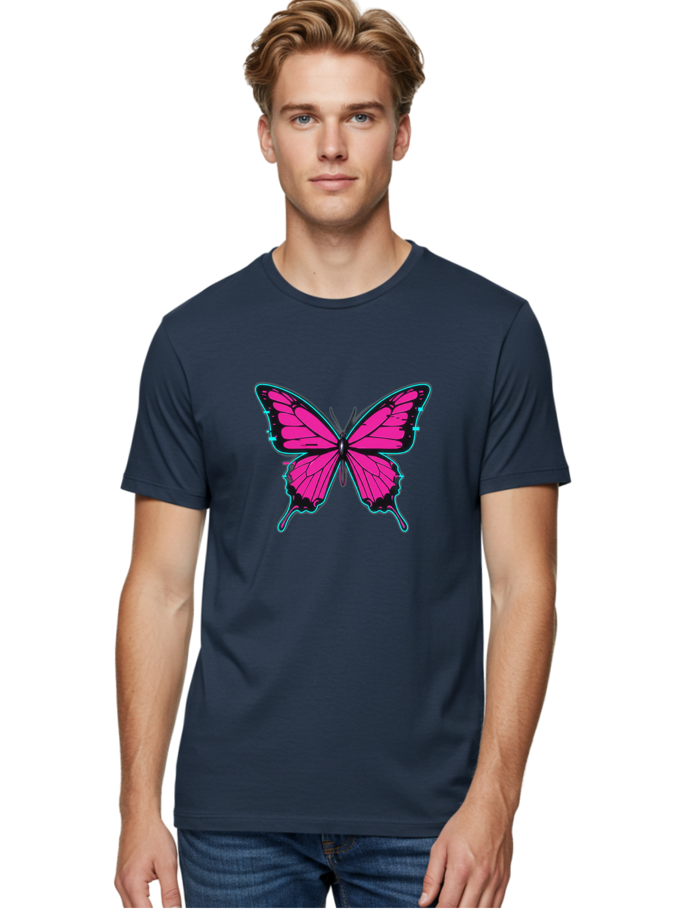Pink-Butterfly-1 Men'S Graphic Tee, 100% Cotton, Comfortable Casual Summer Wear, Machine Washable, Vintage Camera, Old Camera, Antique Camera, Black Camera, Classic Photography, Photography Equipment, Nostalgic Device, Film Camera, Camera Art Bai215