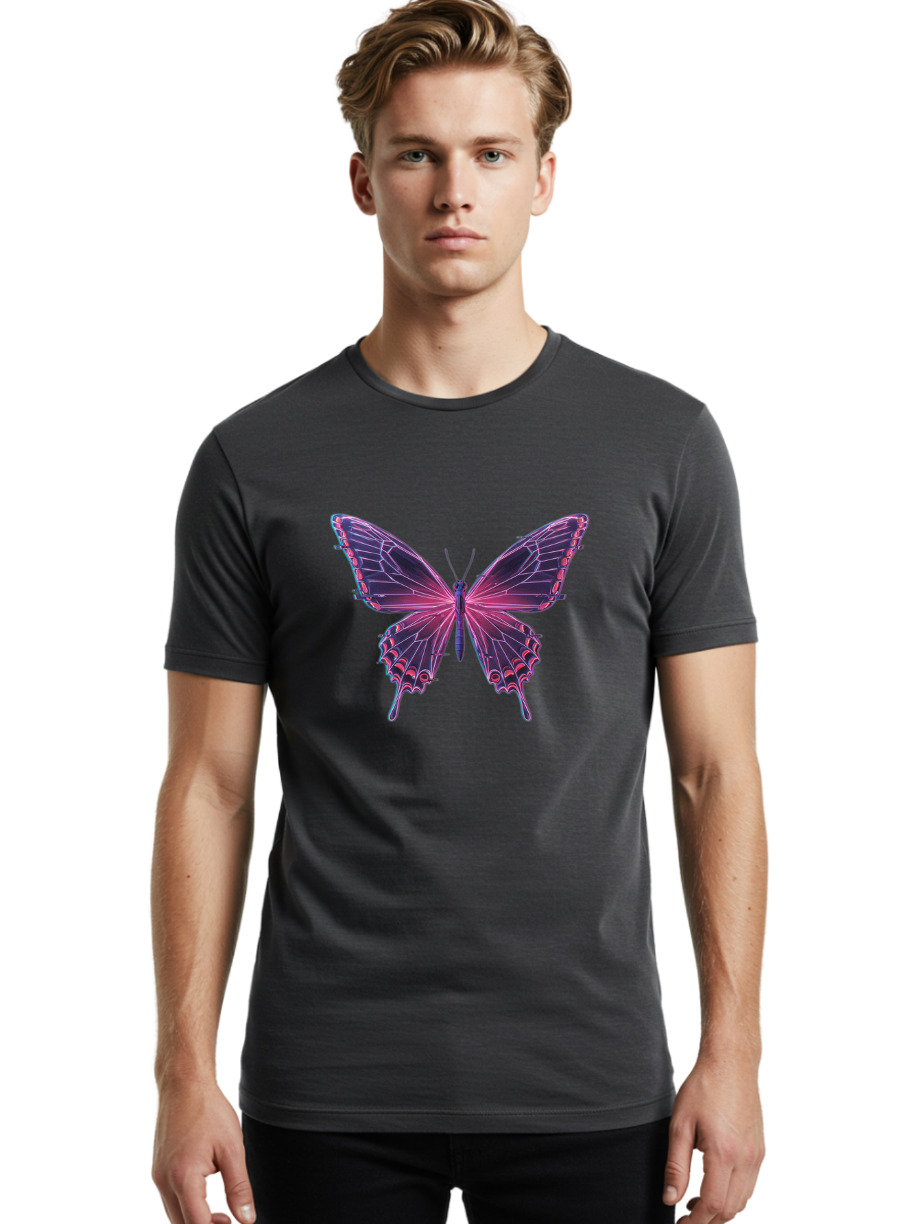 Pink-Butterfly-4 Men'S Graphic Tee, 100% Cotton, Comfortable Casual Summer Wear, Machine Washable, Vintage Camera, Old Camera, Antique Camera, Black Camera, Classic Photography, Photography Equipment, Nostalgic Device, Film Camera, Camera Art Bai218