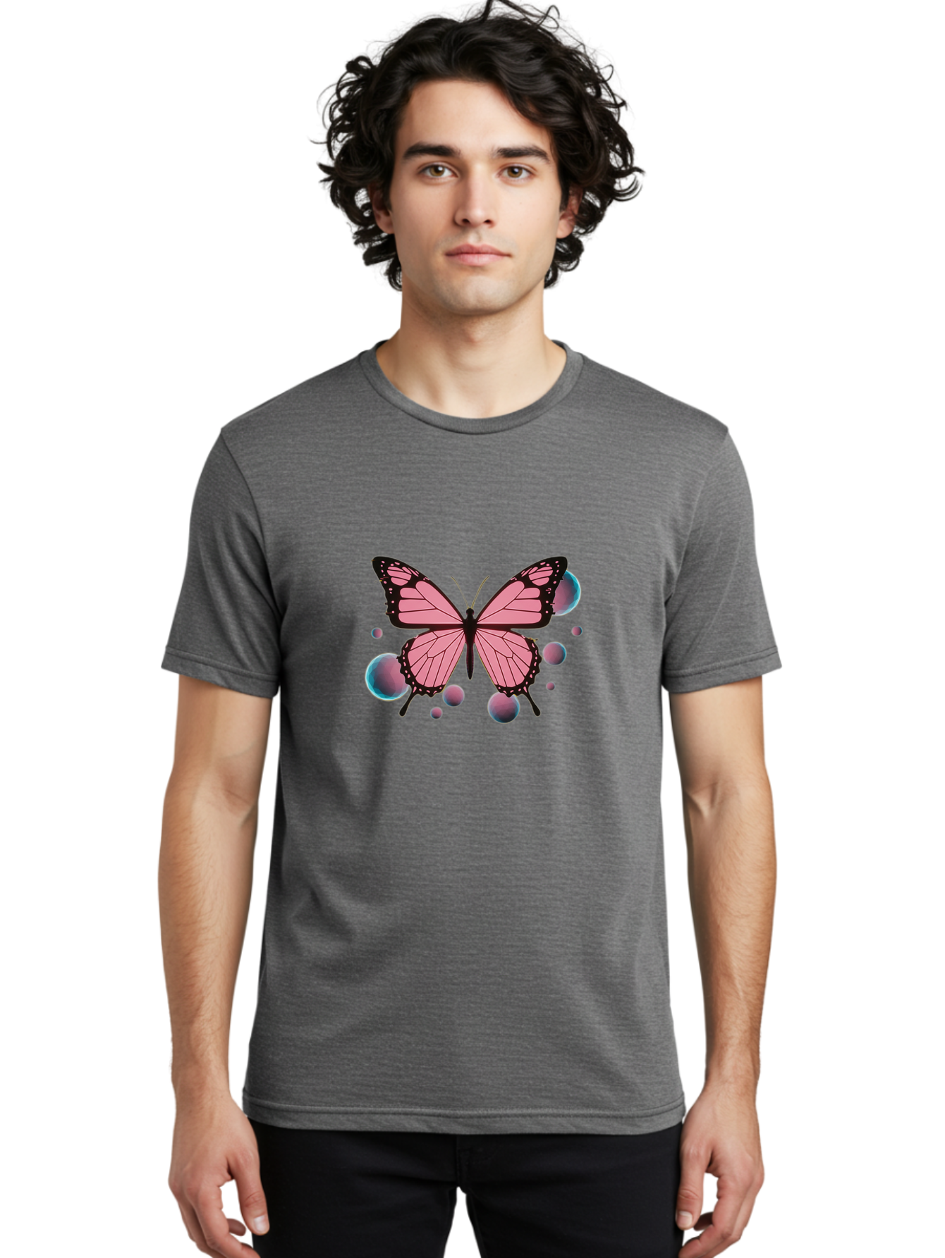 Pink-Butterfly-7 Men'S Graphic Tee, 100% Cotton, Comfortable Casual Summer Wear, Machine Washable, Vintage Camera, Old Camera, Antique Camera, Black Camera, Classic Photography, Photography Equipment, Nostalgic Device, Film Camera, Camera Art Bai221
