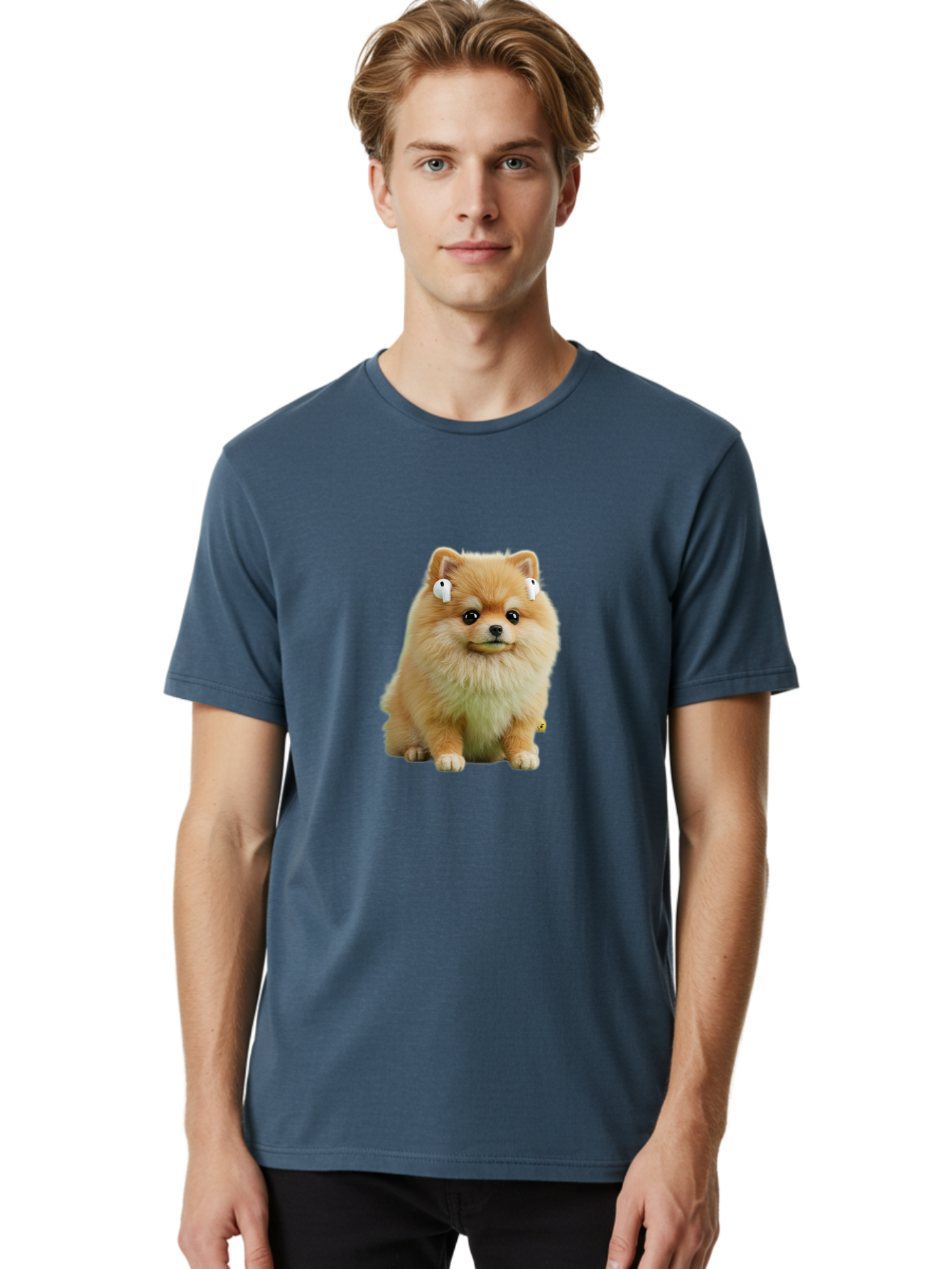 Pomeranian-With-Earbuds Men'S Graphic Tee, 100% Cotton, Comfortable Casual Summer Wear, Machine Washable, Vintage Camera, Old Camera, Antique Camera, Black Camera, Classic Photography, Photography Equipment, Nostalgic Device, Film Camera, Bai234