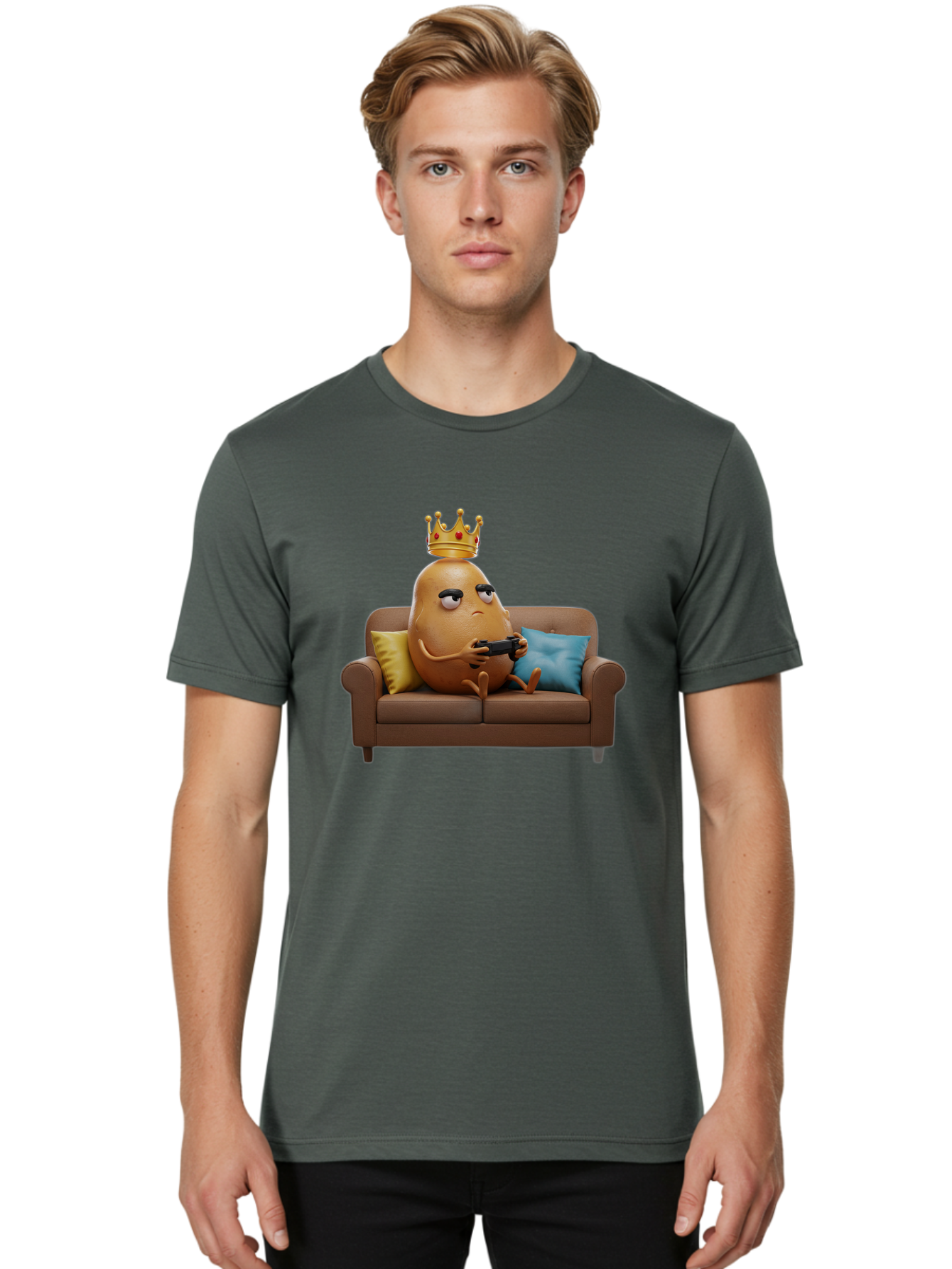 Potato-With-Crown-1 Men'S Graphic Tee, 100% Cotton, Comfortable Casual Summer Wear, Machine Washable, Vintage Camera, Old Camera, Antique Camera, Black Camera, Classic Photography, Photography Equipment, Nostalgic Device, Film Camera, Bai250