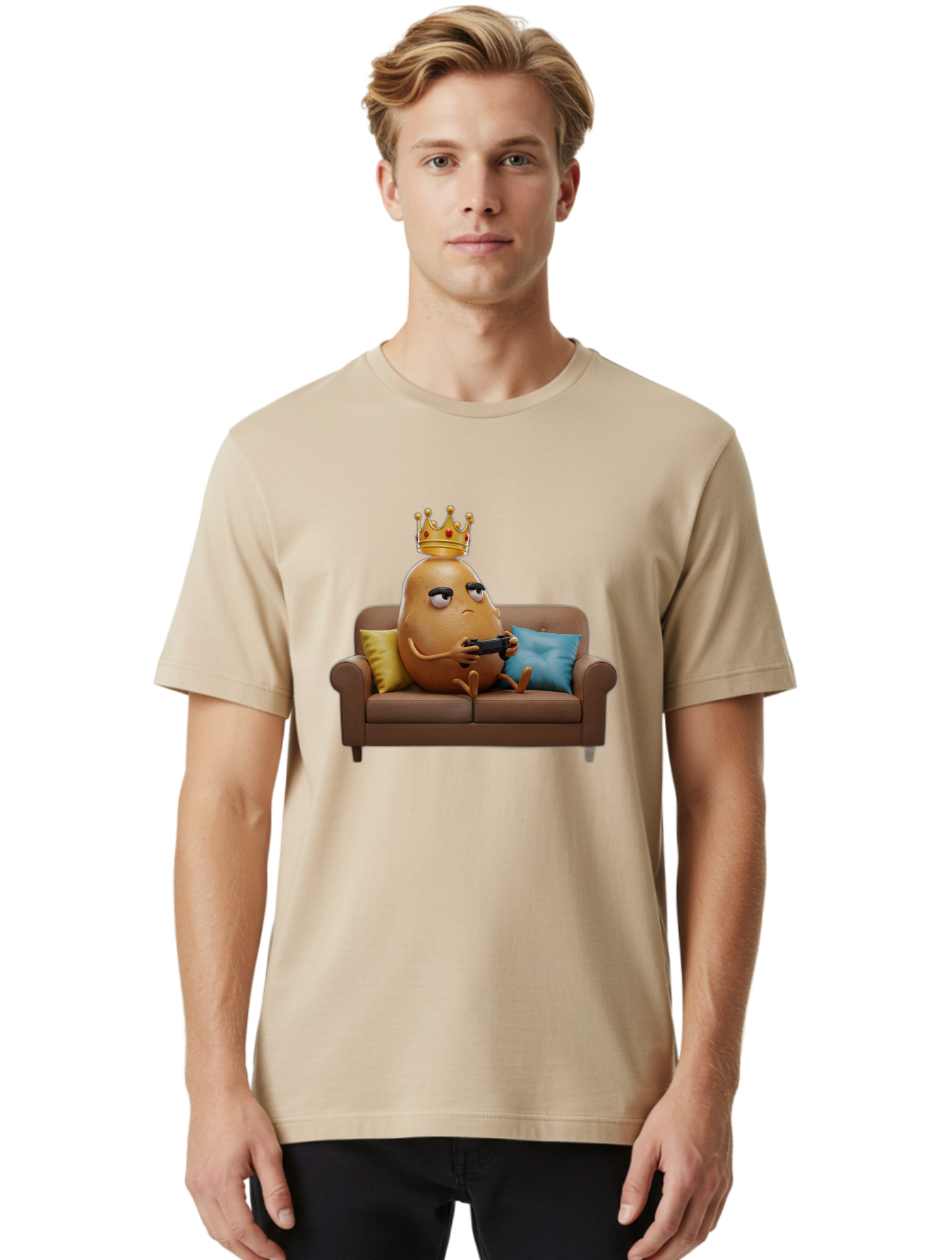 Potato-With-Crown-1 Men'S Graphic Tee, 100% Cotton, Comfortable Casual Summer Wear, Machine Washable, Vintage Camera, Old Camera, Antique Camera, Black Camera, Classic Photography, Photography Equipment, Nostalgic Device, Film Camera, Bai250