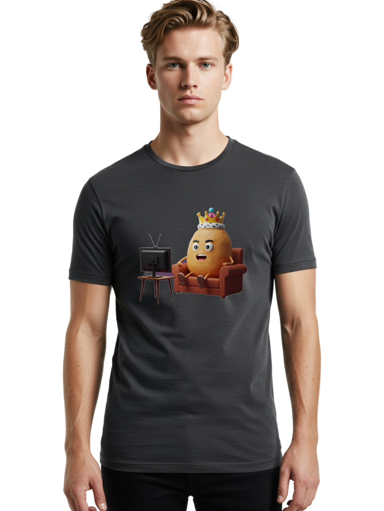 Potato-With-Crown Men'S Graphic Tee, 100% Cotton, Comfortable Casual Summer Wear, Machine Washable, Vintage Camera, Old Camera, Antique Camera, Black Camera, Classic Photography, Photography Equipment, Nostalgic Device, Film Camera, Camera Art Bai252