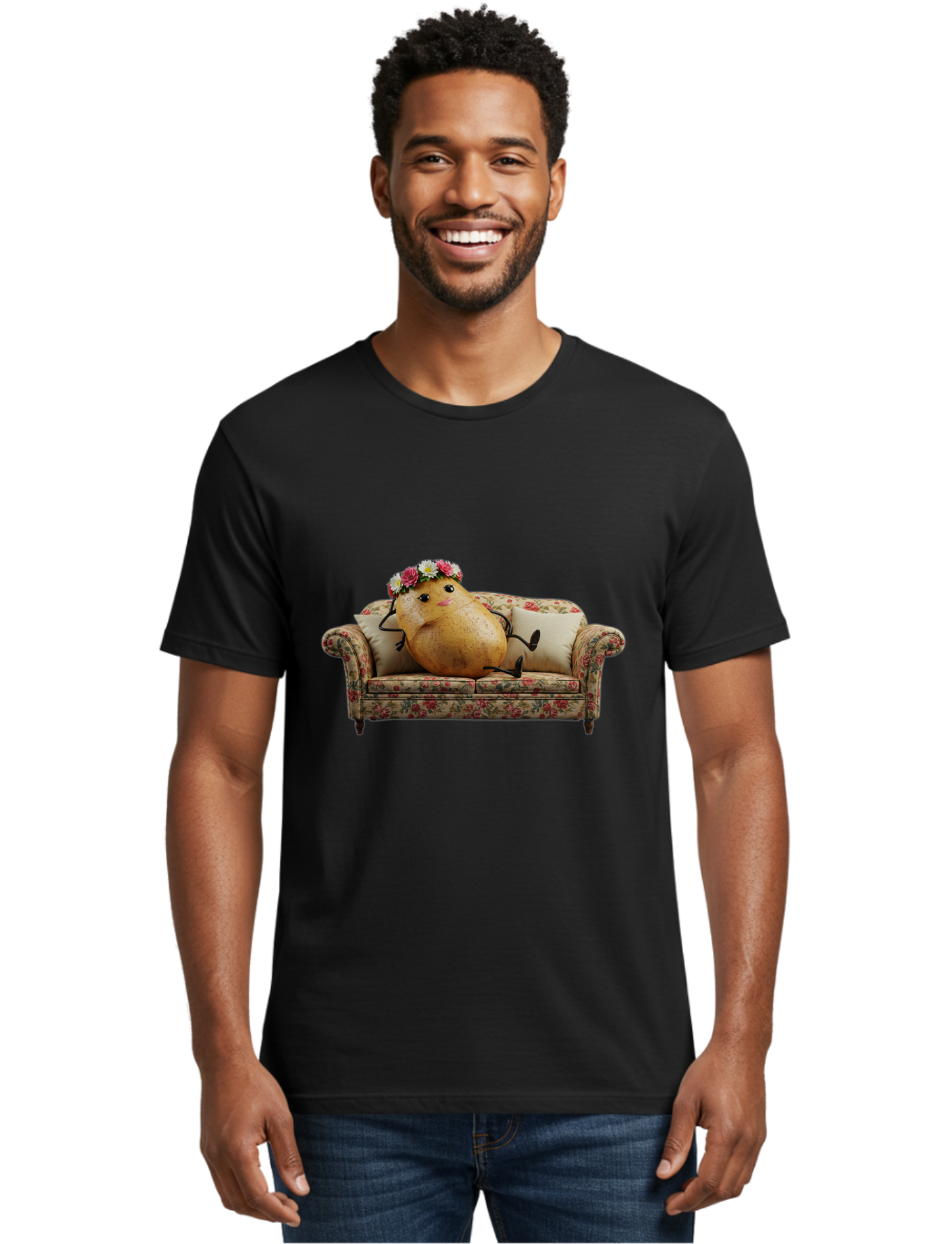 Potato-With-Flowers-On-Sofa Men'S Graphic Tee, 100% Cotton, Comfortable Casual Summer Wear, Machine Washable, Vintage Camera, Old Camera, Antique Camera, Black Camera, Classic Photography, Photography Equipment, Nostalgic Device, Film Camera, Bai253