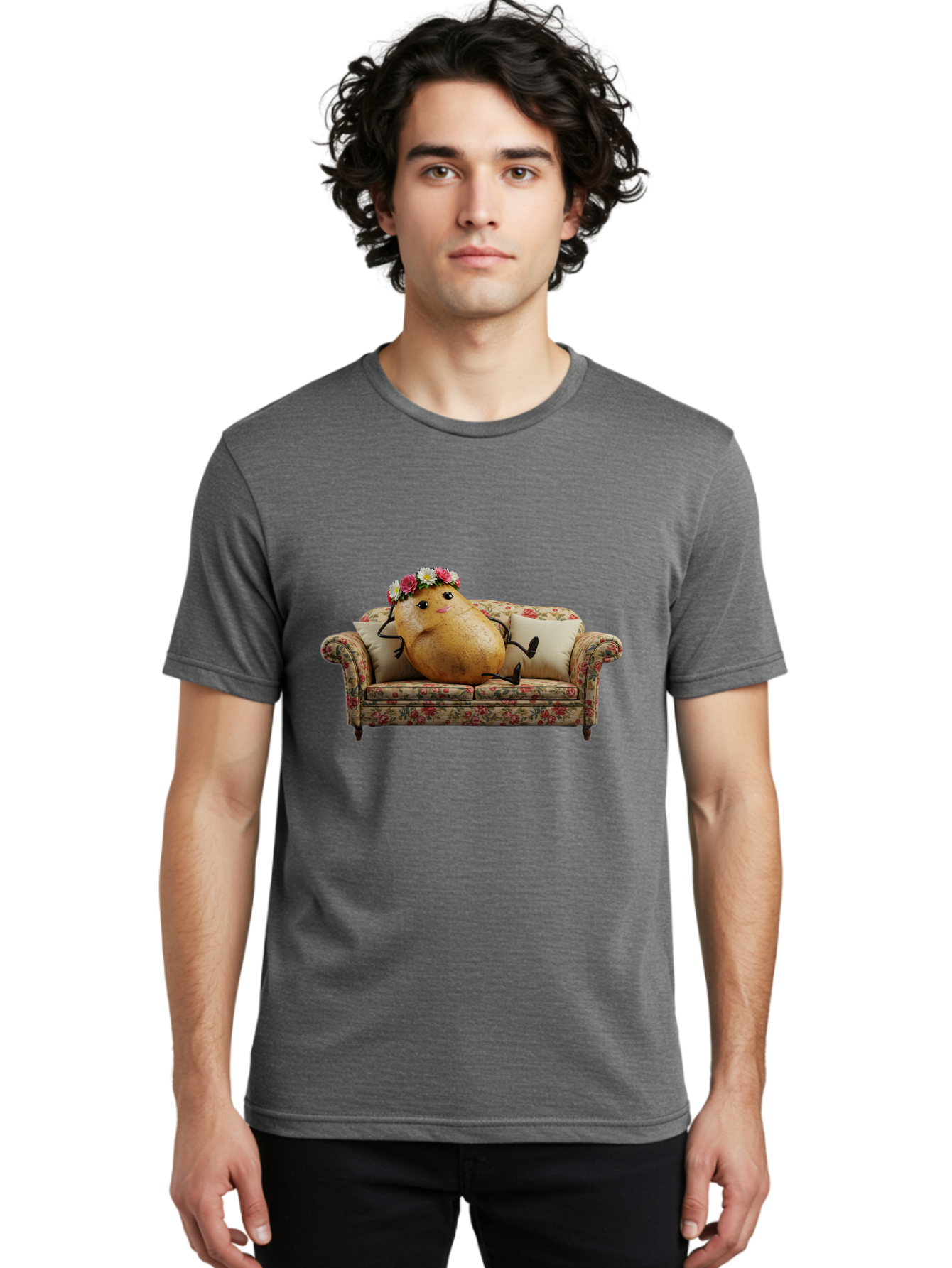 Potato-With-Flowers-On-Sofa Men'S Graphic Tee, 100% Cotton, Comfortable Casual Summer Wear, Machine Washable, Vintage Camera, Old Camera, Antique Camera, Black Camera, Classic Photography, Photography Equipment, Nostalgic Device, Film Camera, Bai253