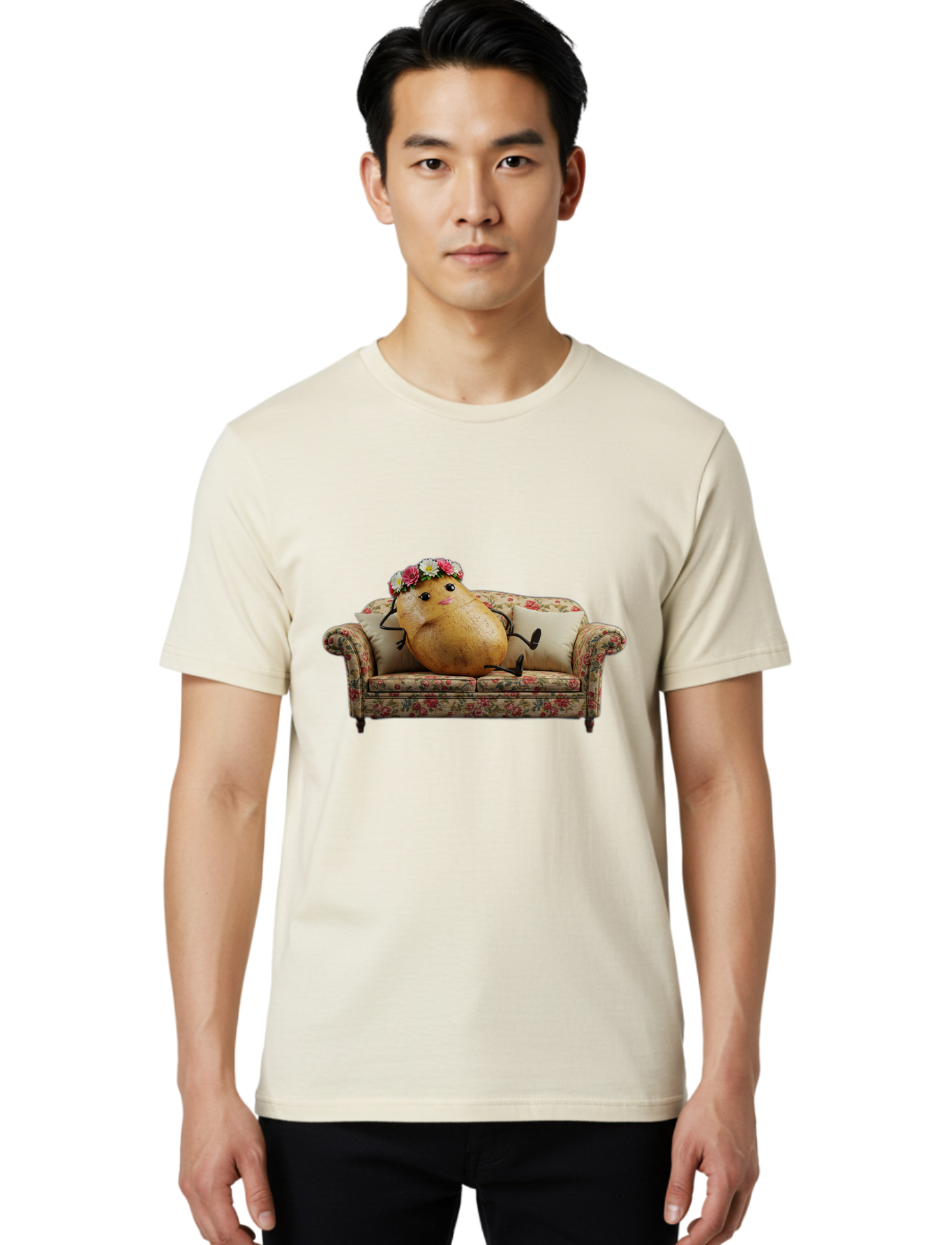 Potato-With-Flowers-On-Sofa Men'S Graphic Tee, 100% Cotton, Comfortable Casual Summer Wear, Machine Washable, Vintage Camera, Old Camera, Antique Camera, Black Camera, Classic Photography, Photography Equipment, Nostalgic Device, Film Camera, Bai253