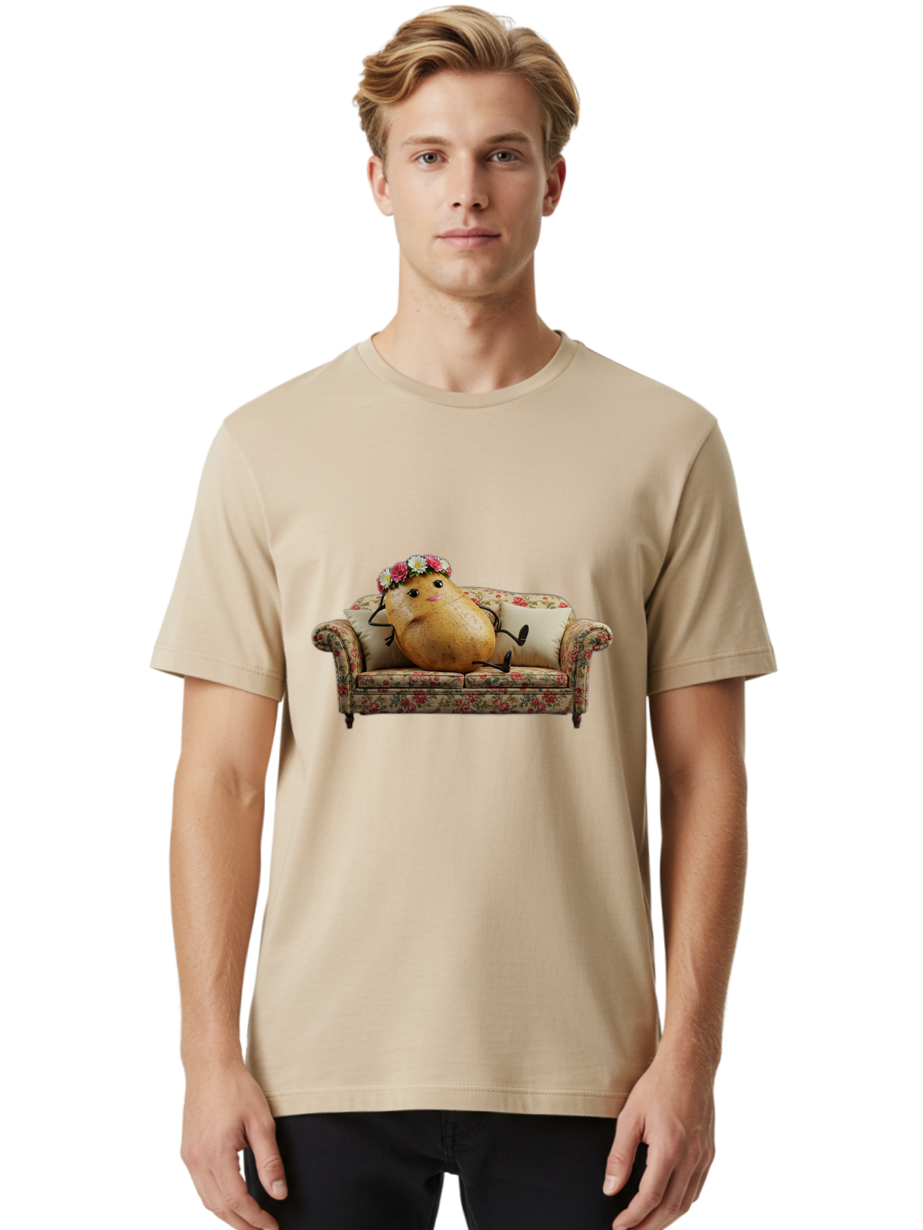 Potato-With-Flowers-On-Sofa Men'S Graphic Tee, 100% Cotton, Comfortable Casual Summer Wear, Machine Washable, Vintage Camera, Old Camera, Antique Camera, Black Camera, Classic Photography, Photography Equipment, Nostalgic Device, Film Camera, Bai253