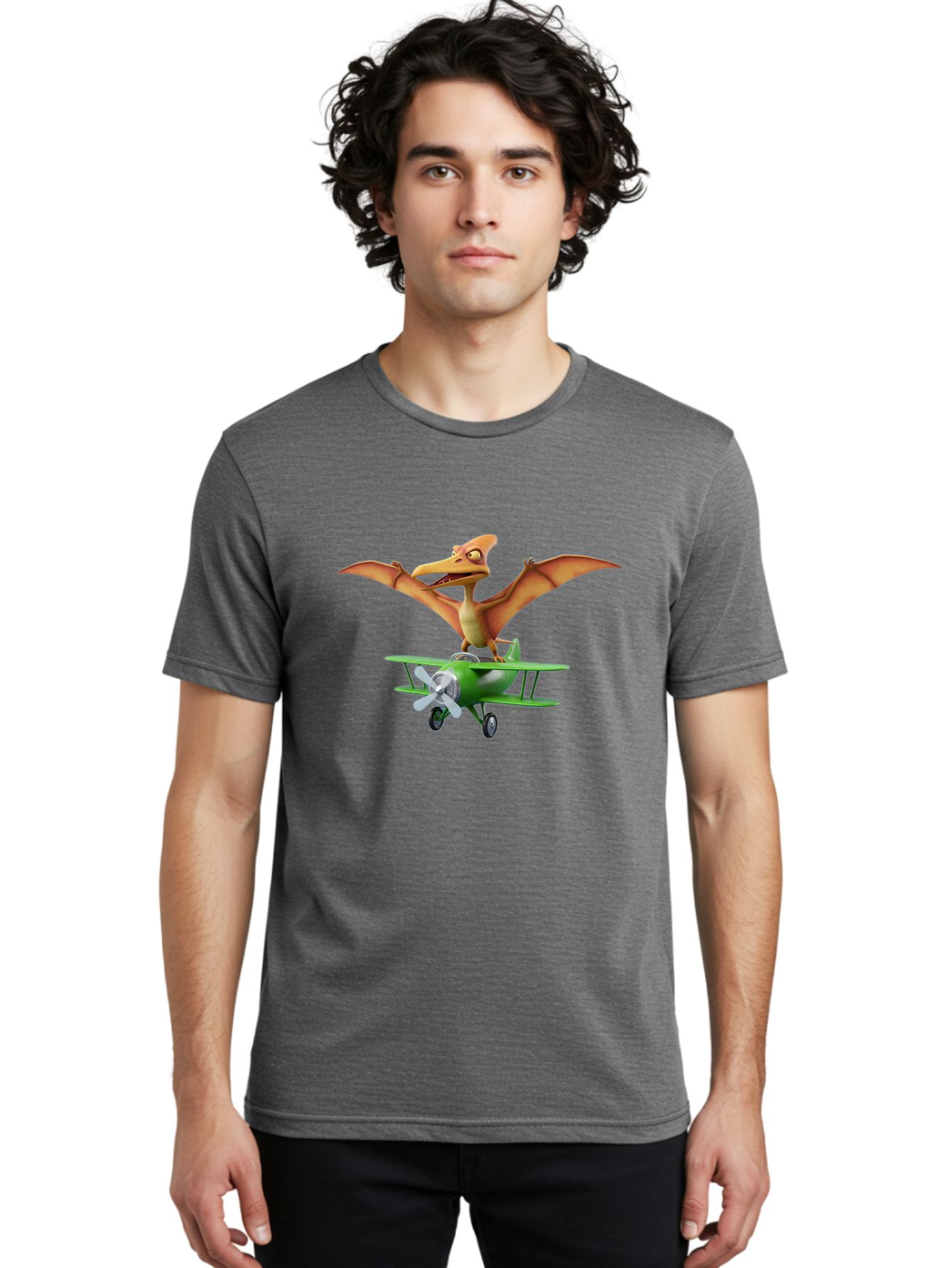 Pterodactyl-On-Plane Men'S Graphic Tee, 100% Cotton, Comfortable Casual Summer Wear, Machine Washable, Vintage Camera, Old Camera, Antique Camera, Black Camera, Classic Photography, Photography Equipment, Nostalgic Device, Film Camera, Bai255