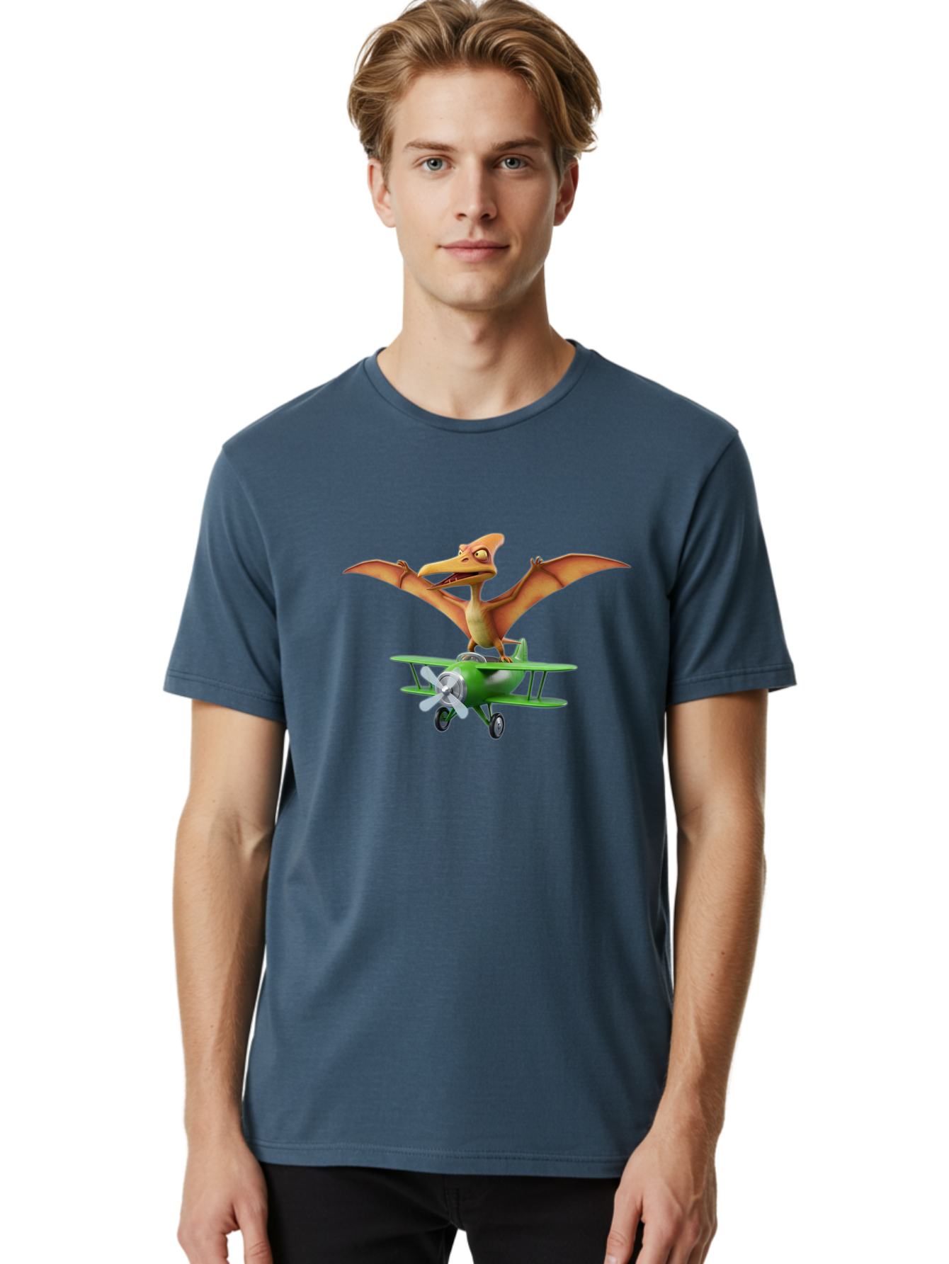 Pterodactyl-On-Plane Men'S Graphic Tee, 100% Cotton, Comfortable Casual Summer Wear, Machine Washable, Vintage Camera, Old Camera, Antique Camera, Black Camera, Classic Photography, Photography Equipment, Nostalgic Device, Film Camera, Bai255