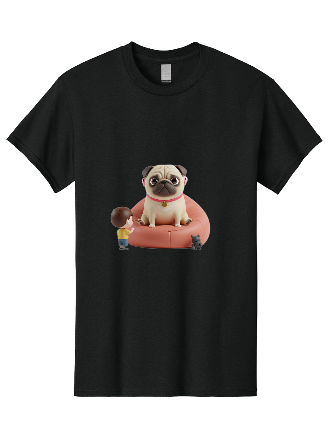 Pug-On-Bean-Bag Men'S Graphic Tee, 100% Cotton, Comfortable Casual Summer Wear, Machine Washable, Vintage Camera, Old Camera, Antique Camera, Black Camera, Classic Photography, Photography Equipment, Nostalgic Device, Film Camera, Camera Art Bai256