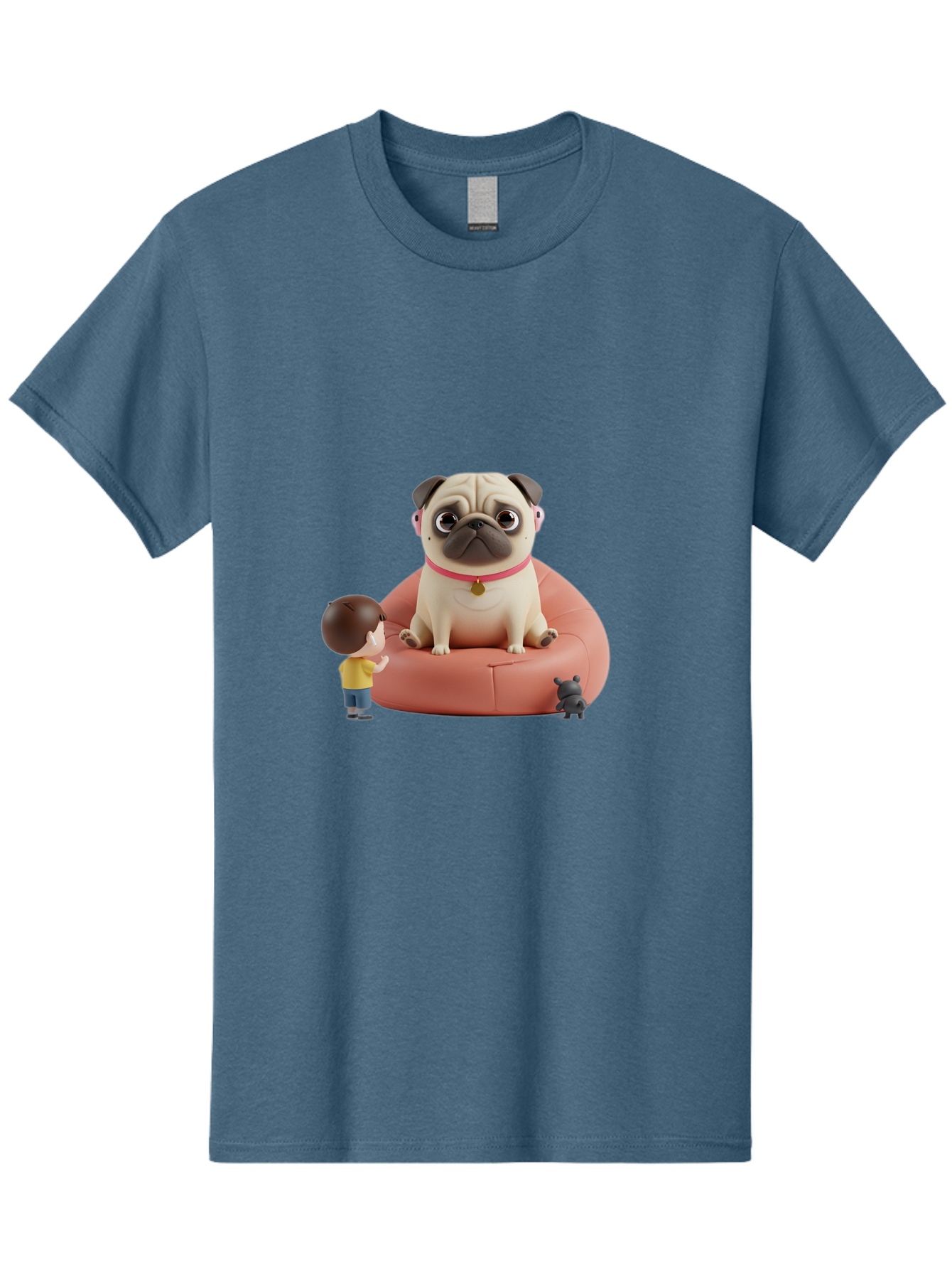 Pug-On-Bean-Bag Men'S Graphic Tee, 100% Cotton, Comfortable Casual Summer Wear, Machine Washable, Vintage Camera, Old Camera, Antique Camera, Black Camera, Classic Photography, Photography Equipment, Nostalgic Device, Film Camera, Camera Art Bai256