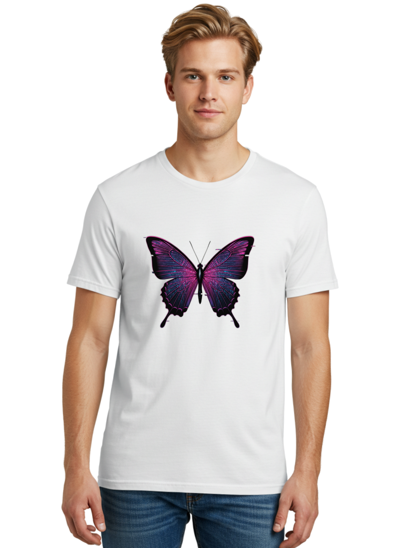 Purple-Butterfly-1 Men'S Graphic Tee, 100% Cotton, Comfortable Casual Summer Wear, Machine Washable, Vintage Camera, Old Camera, Antique Camera, Black Camera, Classic Photography, Photography Equipment, Nostalgic Device, Film Camera, Bai257