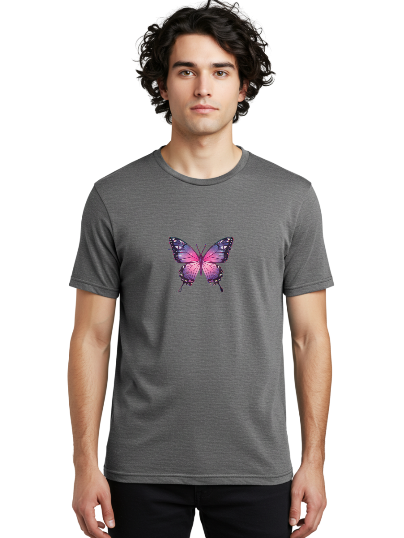Purple-Butterfly-3 Men'S Graphic Tee, 100% Cotton, Comfortable Casual Summer Wear, Machine Washable, Vintage Camera, Old Camera, Antique Camera, Black Camera, Classic Photography, Photography Equipment, Nostalgic Device, Film Camera, Bai259