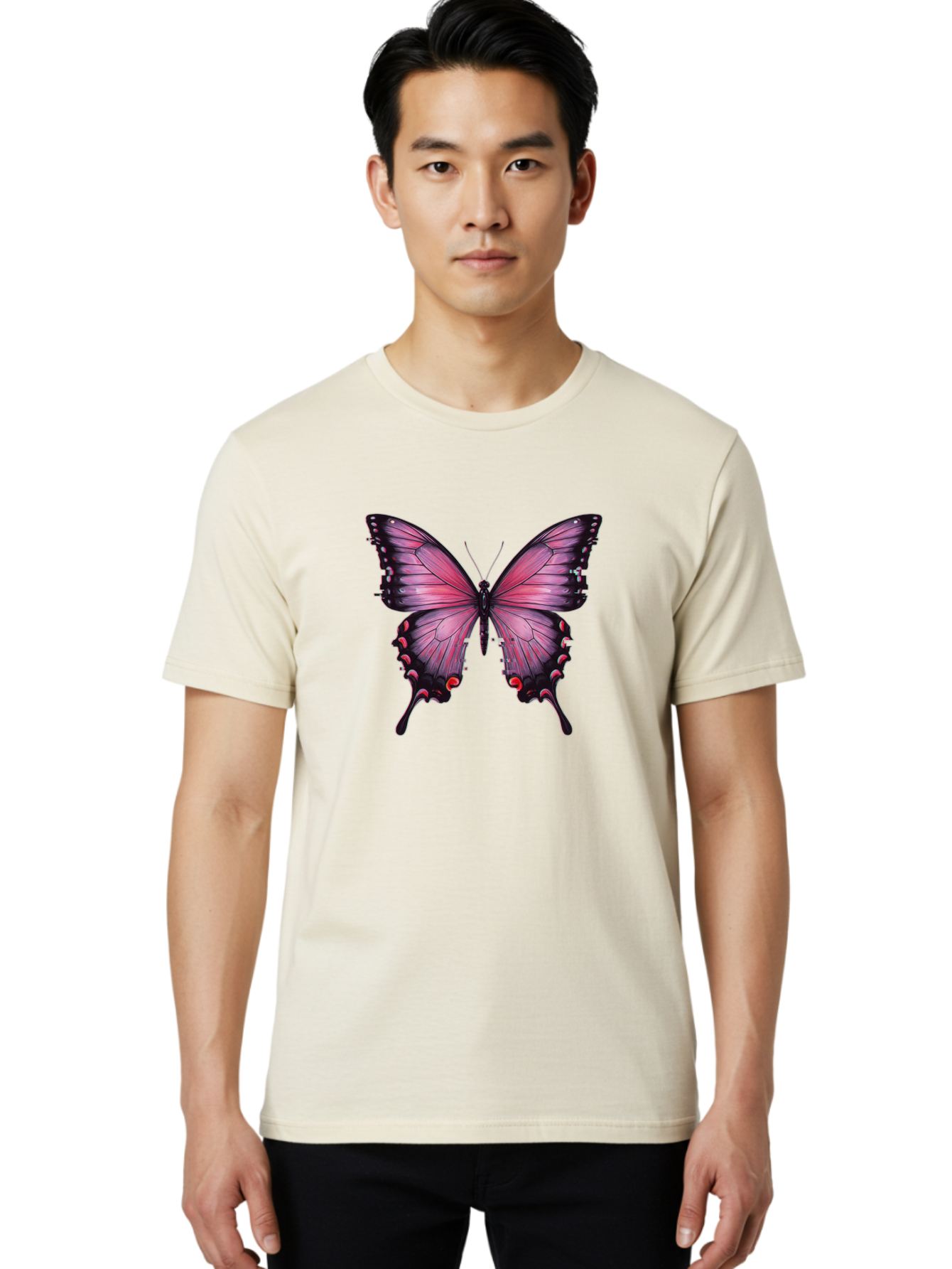 Purple-Butterfly Men'S Graphic Tee, 100% Cotton, Comfortable Casual Summer Wear, Machine Washable, Vintage Camera, Old Camera, Antique Camera, Black Camera, Classic Photography, Photography Equipment, Nostalgic Device, Film Camera, Camera Art Bai262