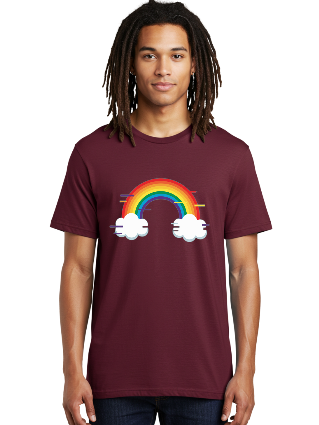 Rainbow-And-Clouds Men'S Graphic Tee, 100% Cotton, Comfortable Casual Summer Wear, Machine Washable, Vintage Camera, Old Camera, Antique Camera, Black Camera, Classic Photography, Photography Equipment, Nostalgic Device, Film Camera, Bai284