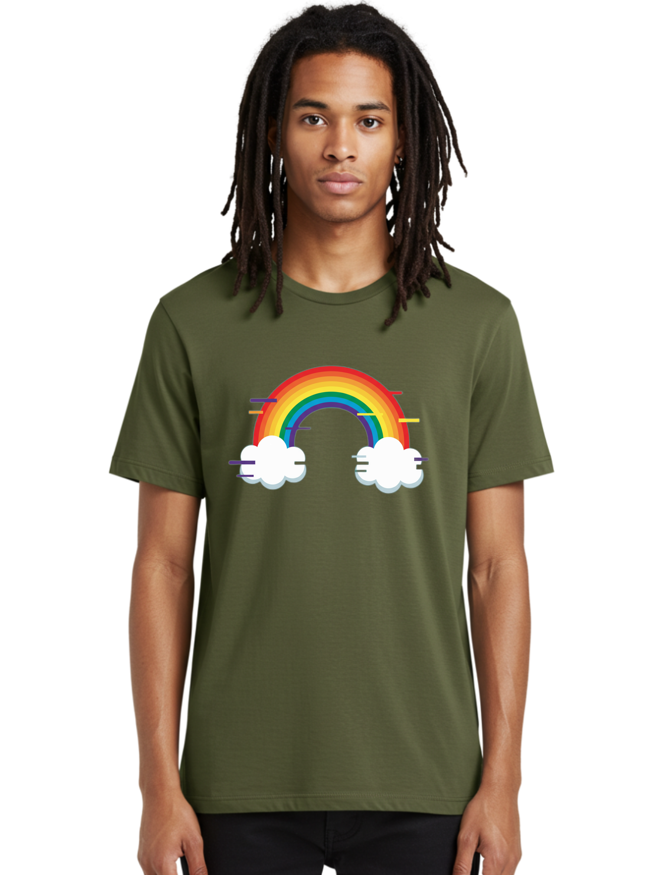 Rainbow-And-Clouds Men'S Graphic Tee, 100% Cotton, Comfortable Casual Summer Wear, Machine Washable, Vintage Camera, Old Camera, Antique Camera, Black Camera, Classic Photography, Photography Equipment, Nostalgic Device, Film Camera, Bai284