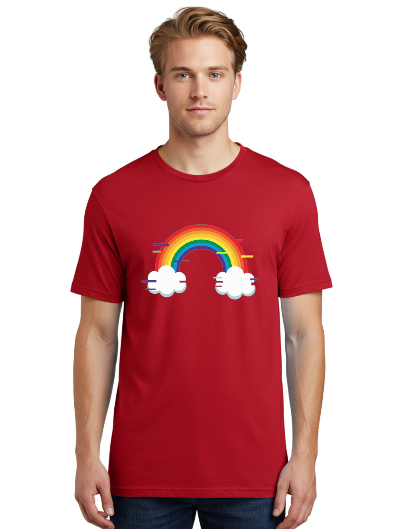 Rainbow-And-Clouds Men'S Graphic Tee, 100% Cotton, Comfortable Casual Summer Wear, Machine Washable, Vintage Camera, Old Camera, Antique Camera, Black Camera, Classic Photography, Photography Equipment, Nostalgic Device, Film Camera, Bai284