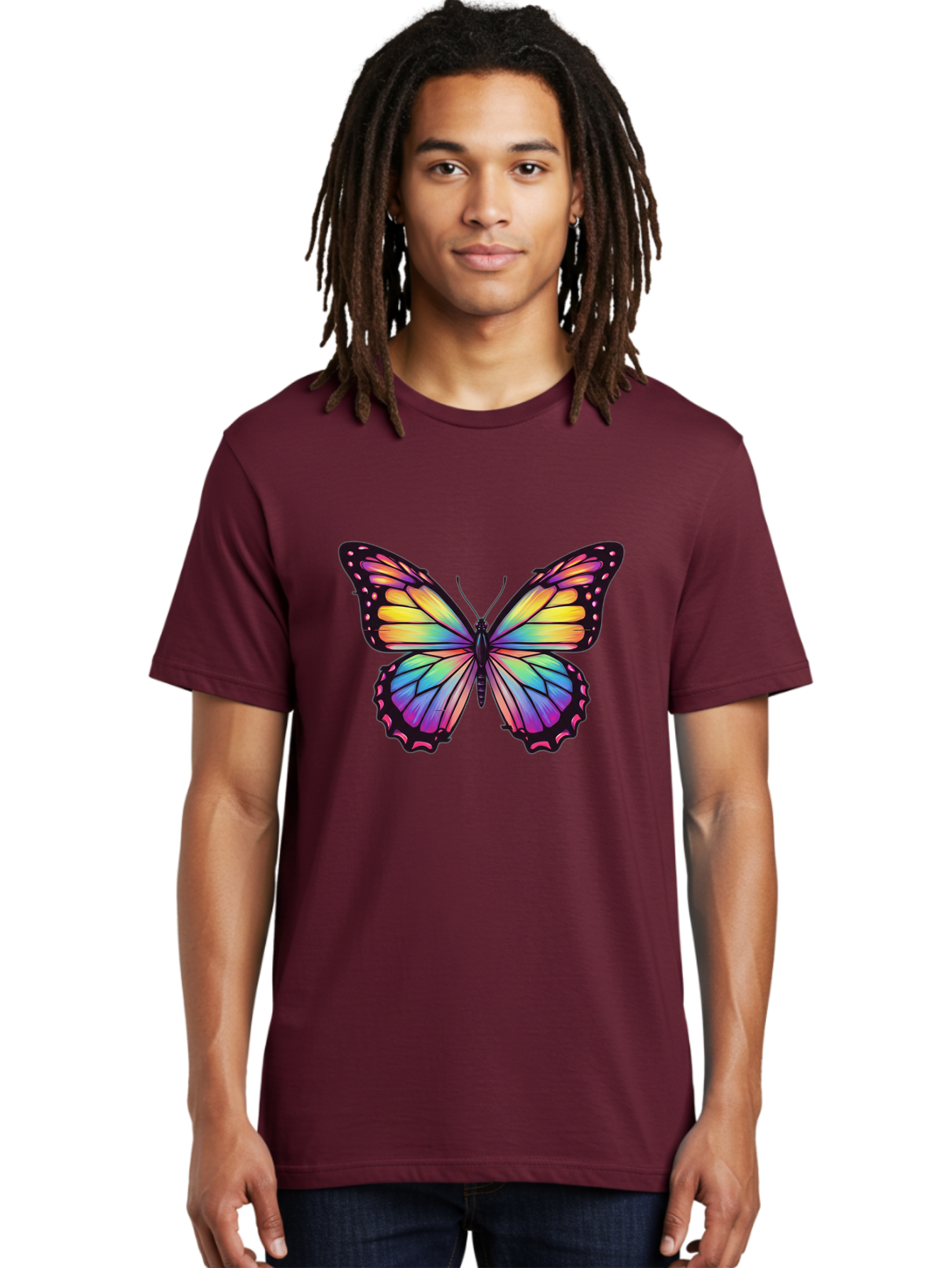 Rainbow-Butterfly-1 Men'S Graphic Tee, 100% Cotton, Comfortable Casual Summer Wear, Machine Washable, Vintage Camera, Old Camera, Antique Camera, Black Camera, Classic Photography, Photography Equipment, Nostalgic Device, Film Camera, Bai286