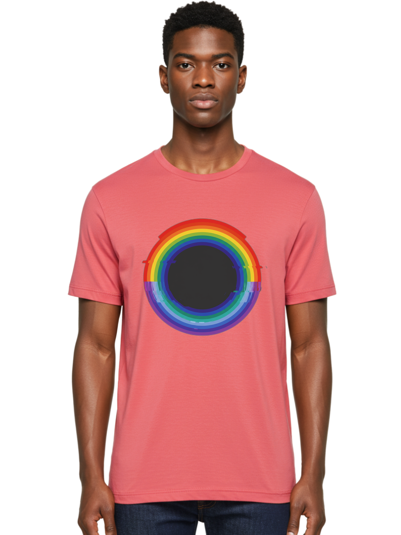 Rainbow-Circle-1 Men'S Graphic Tee, 100% Cotton, Comfortable Casual Summer Wear, Machine Washable, Vintage Camera, Old Camera, Antique Camera, Black Camera, Classic Photography, Photography Equipment, Nostalgic Device, Film Camera, Camera Art Bai288