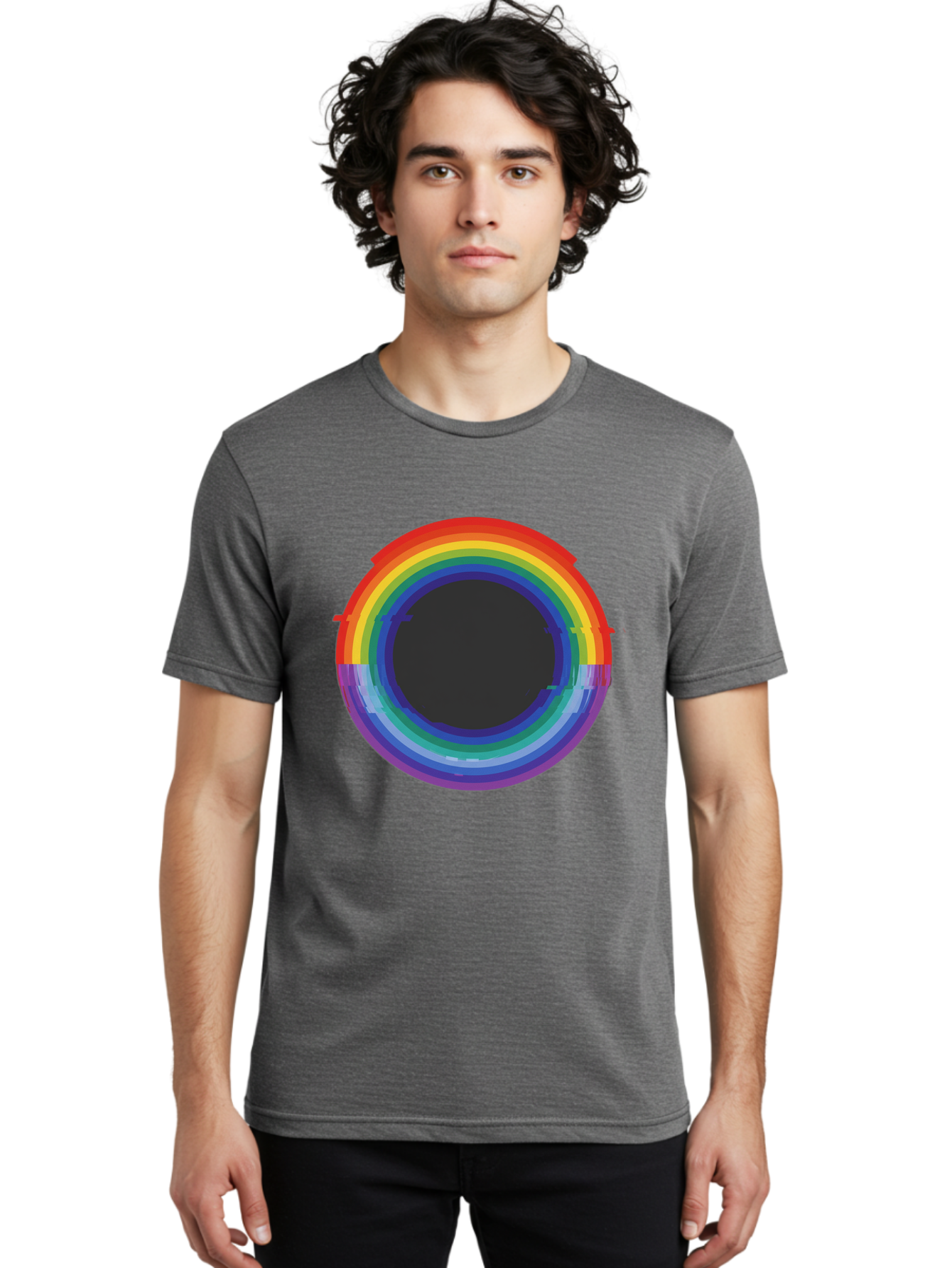 Rainbow-Circle-1 Men'S Graphic Tee, 100% Cotton, Comfortable Casual Summer Wear, Machine Washable, Vintage Camera, Old Camera, Antique Camera, Black Camera, Classic Photography, Photography Equipment, Nostalgic Device, Film Camera, Camera Art Bai288