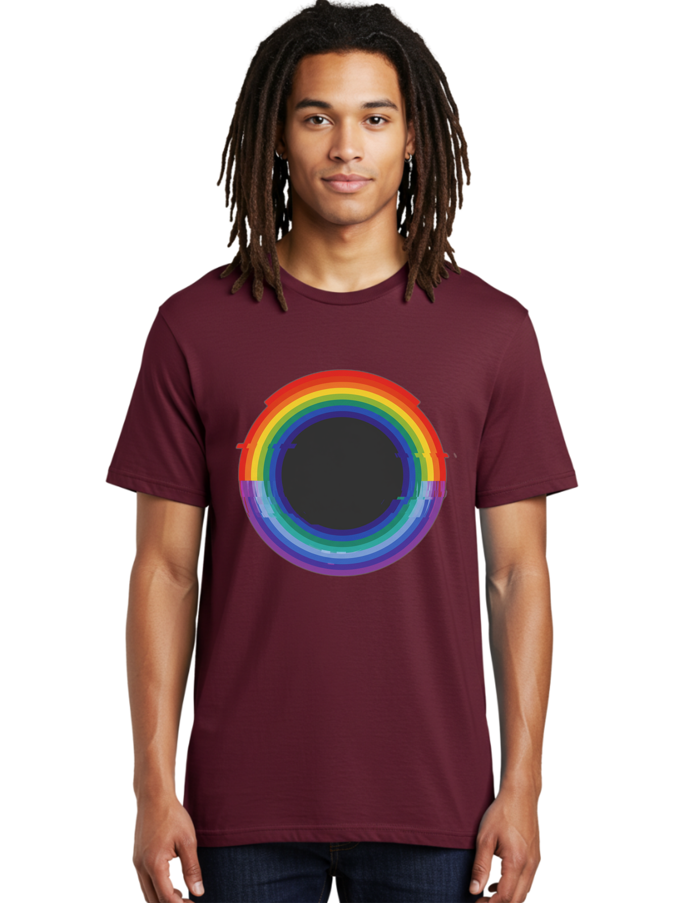 Rainbow-Circle-1 Men'S Graphic Tee, 100% Cotton, Comfortable Casual Summer Wear, Machine Washable, Vintage Camera, Old Camera, Antique Camera, Black Camera, Classic Photography, Photography Equipment, Nostalgic Device, Film Camera, Camera Art Bai288
