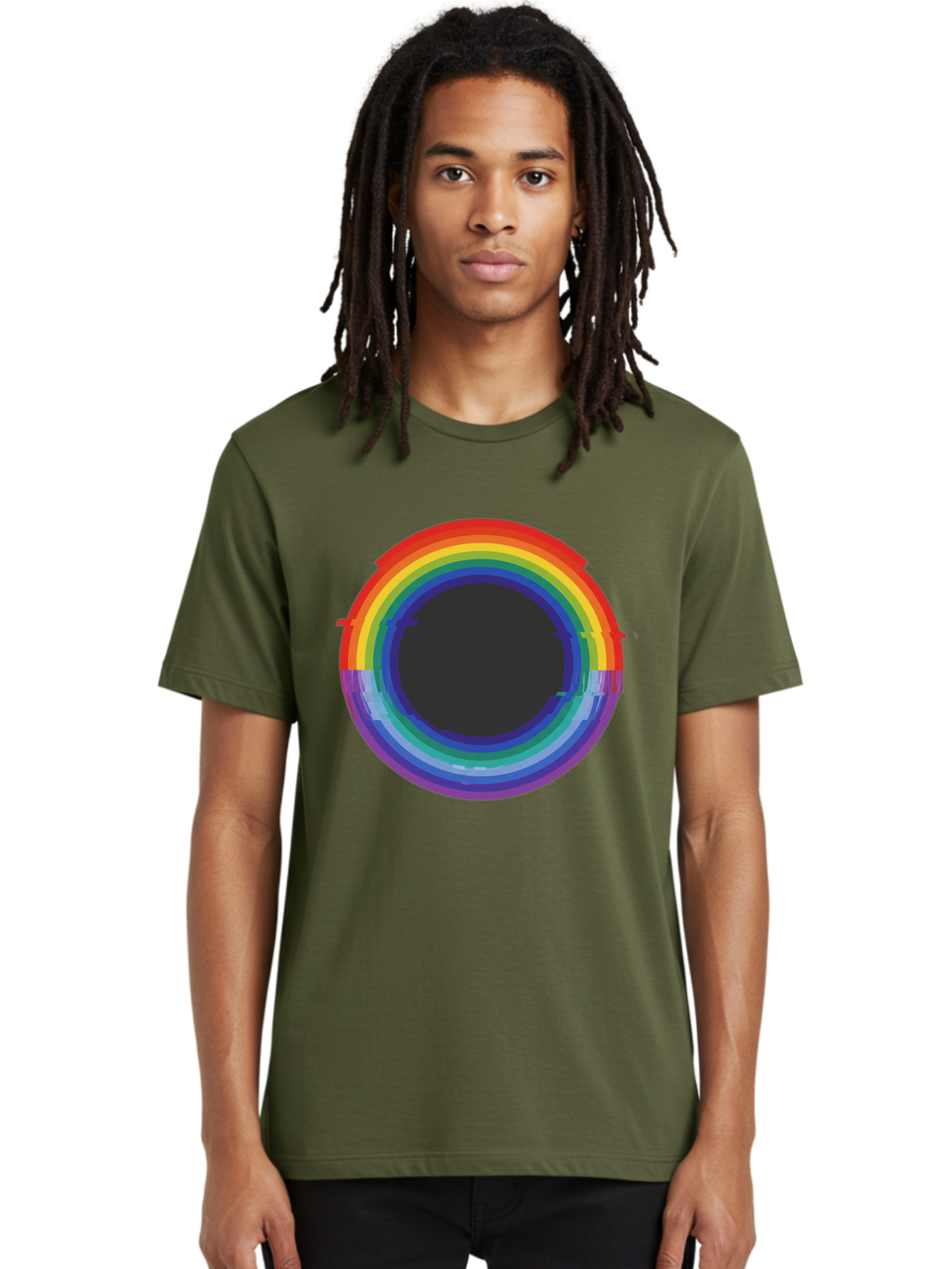 Rainbow-Circle-1 Men'S Graphic Tee, 100% Cotton, Comfortable Casual Summer Wear, Machine Washable, Vintage Camera, Old Camera, Antique Camera, Black Camera, Classic Photography, Photography Equipment, Nostalgic Device, Film Camera, Camera Art Bai288