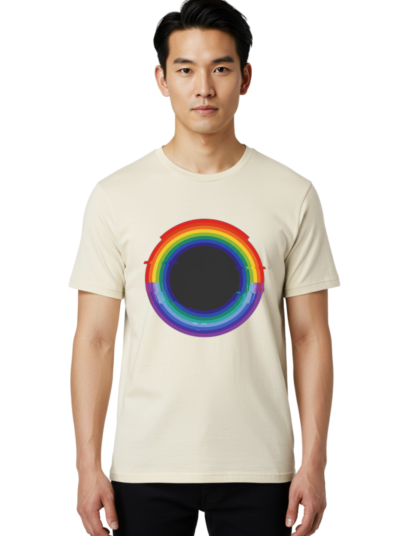 Rainbow-Circle-1 Men'S Graphic Tee, 100% Cotton, Comfortable Casual Summer Wear, Machine Washable, Vintage Camera, Old Camera, Antique Camera, Black Camera, Classic Photography, Photography Equipment, Nostalgic Device, Film Camera, Camera Art Bai288