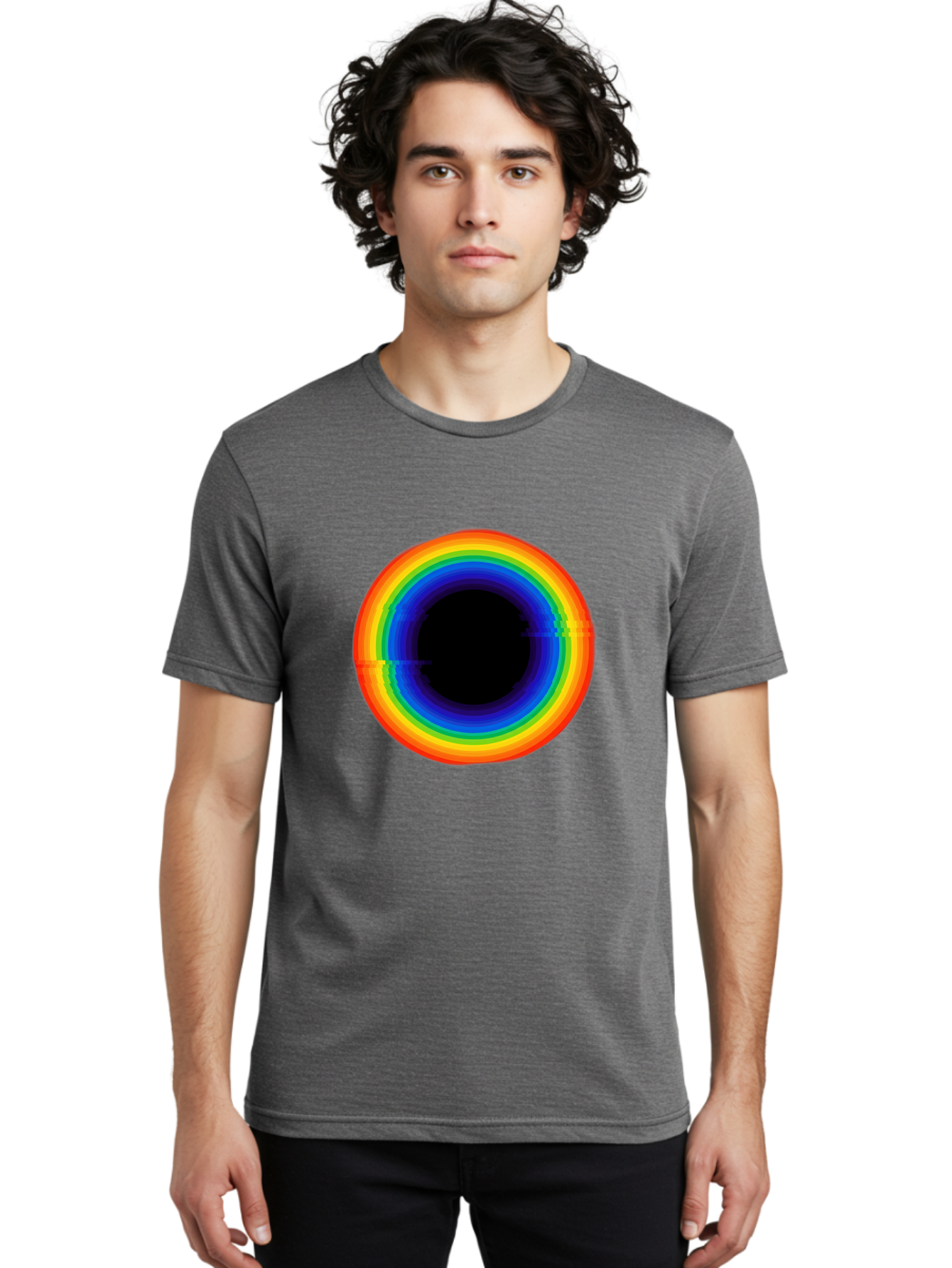Rainbow-Circle-2 Men'S Graphic Tee, 100% Cotton, Comfortable Casual Summer Wear, Machine Washable, Vintage Camera, Old Camera, Antique Camera, Black Camera, Classic Photography, Photography Equipment, Nostalgic Device, Film Camera, Camera Art Bai289