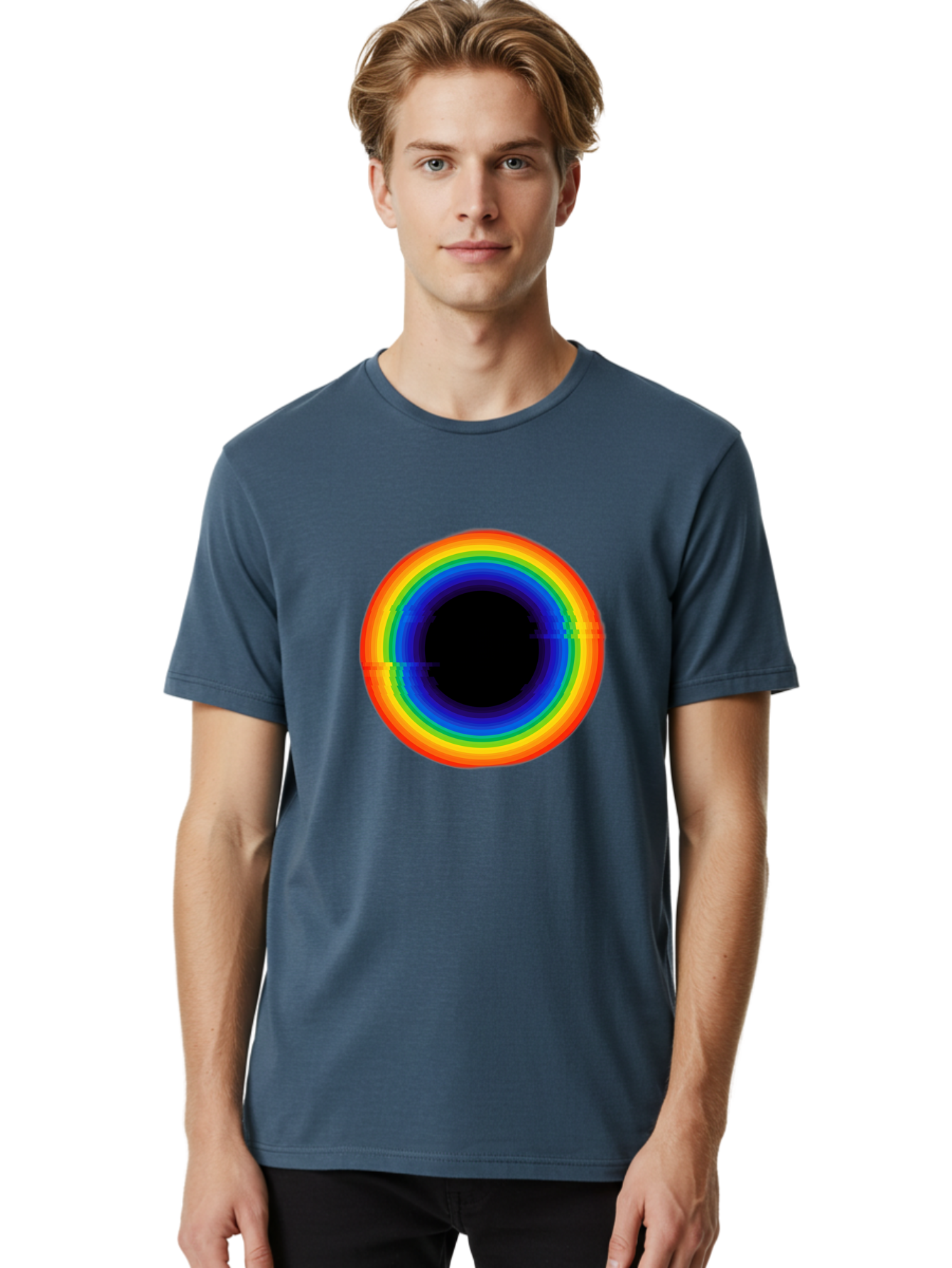 Rainbow-Circle-2 Men'S Graphic Tee, 100% Cotton, Comfortable Casual Summer Wear, Machine Washable, Vintage Camera, Old Camera, Antique Camera, Black Camera, Classic Photography, Photography Equipment, Nostalgic Device, Film Camera, Camera Art Bai289