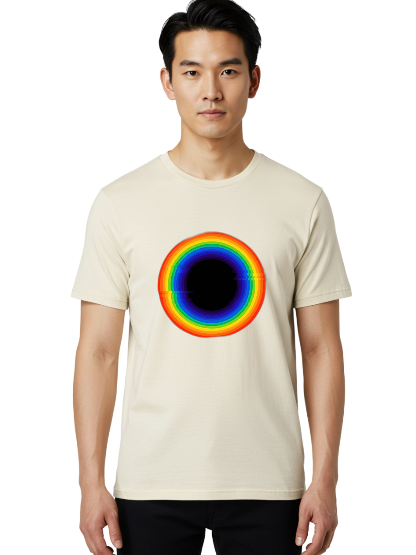 Rainbow-Circle-2 Men'S Graphic Tee, 100% Cotton, Comfortable Casual Summer Wear, Machine Washable, Vintage Camera, Old Camera, Antique Camera, Black Camera, Classic Photography, Photography Equipment, Nostalgic Device, Film Camera, Camera Art Bai289