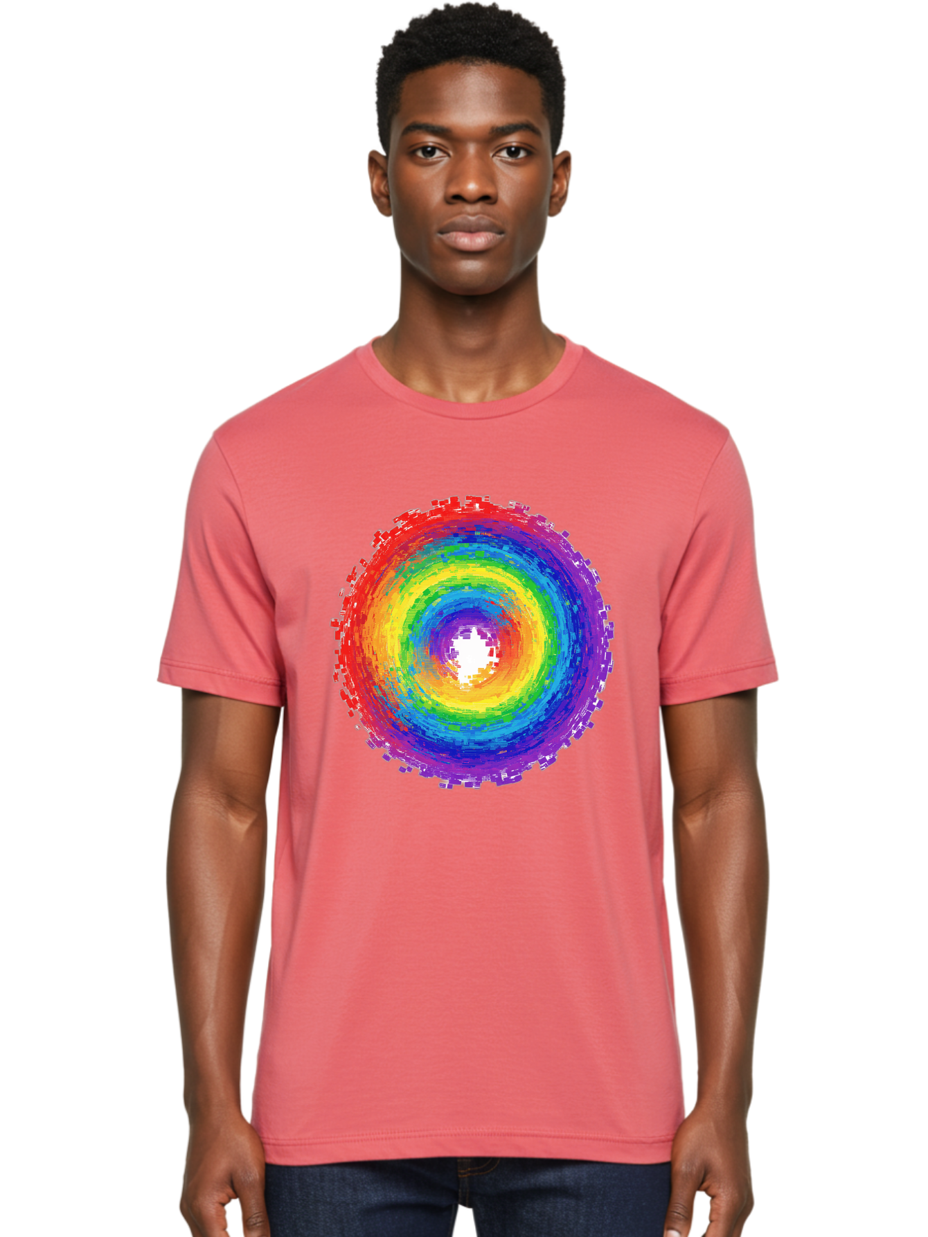 Rainbow-Circle-3 Men'S Graphic Tee, 100% Cotton, Comfortable Casual Summer Wear, Machine Washable, Vintage Camera, Old Camera, Antique Camera, Black Camera, Classic Photography, Photography Equipment, Nostalgic Device, Film Camera, Camera Art Bai290