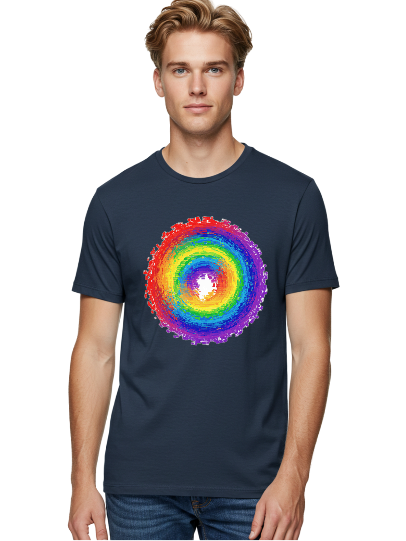 Rainbow-Circle-3 Men'S Graphic Tee, 100% Cotton, Comfortable Casual Summer Wear, Machine Washable, Vintage Camera, Old Camera, Antique Camera, Black Camera, Classic Photography, Photography Equipment, Nostalgic Device, Film Camera, Camera Art Bai290