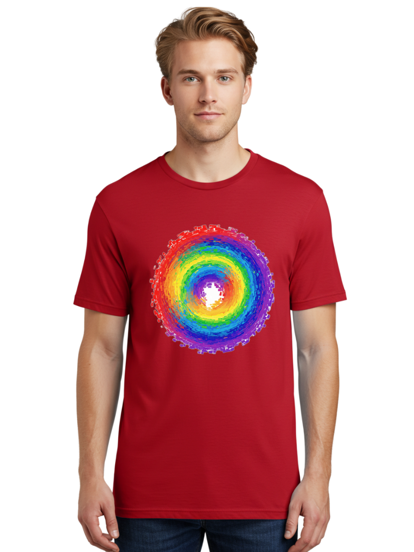 Rainbow-Circle-3 Men'S Graphic Tee, 100% Cotton, Comfortable Casual Summer Wear, Machine Washable, Vintage Camera, Old Camera, Antique Camera, Black Camera, Classic Photography, Photography Equipment, Nostalgic Device, Film Camera, Camera Art Bai290