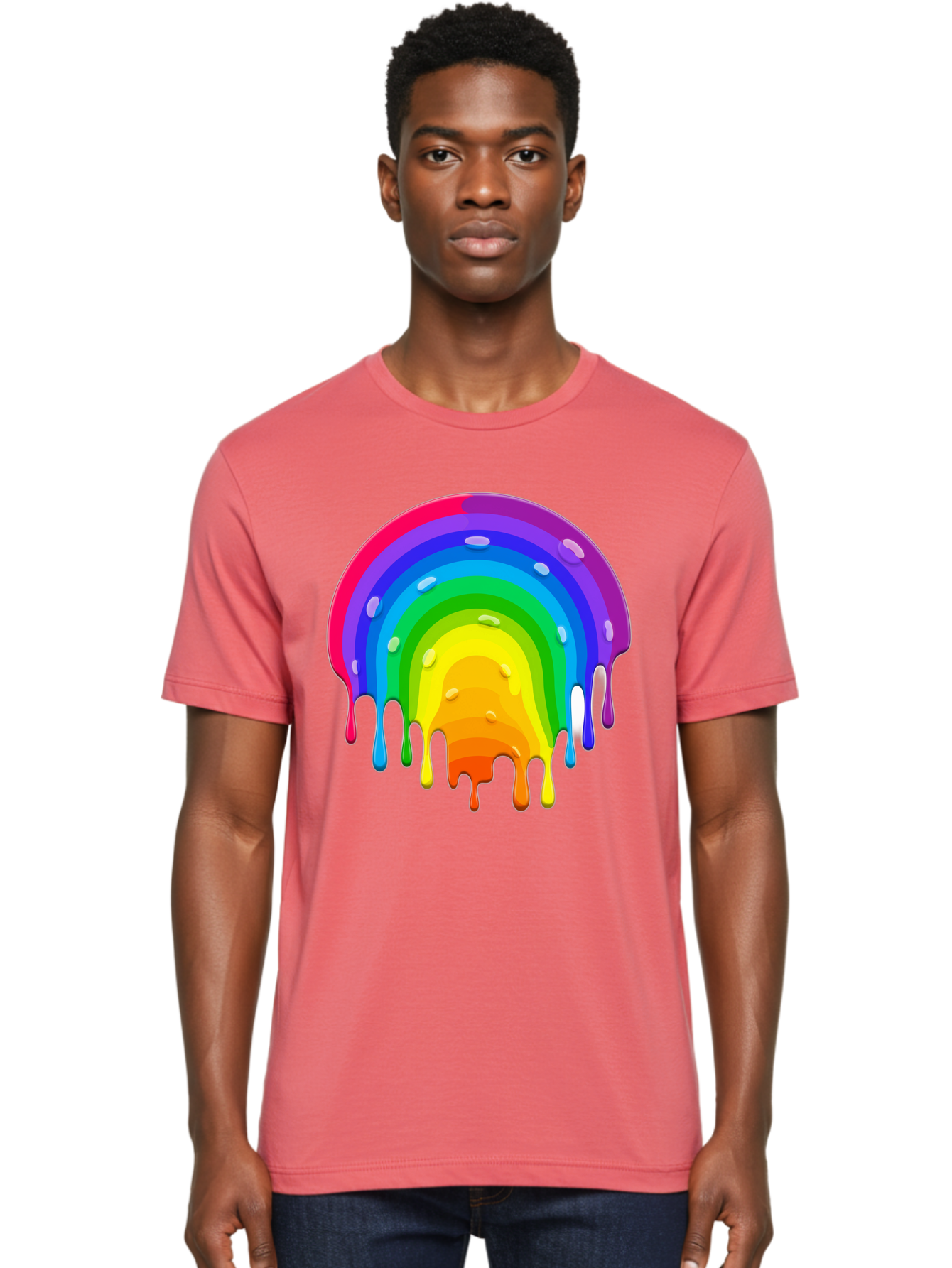 Rainbow-Dripping Men'S Graphic Tee, 100% Cotton, Comfortable Casual Summer Wear, Machine Washable, Vintage Camera, Old Camera, Antique Camera, Black Camera, Classic Photography, Photography Equipment, Nostalgic Device, Film Camera, Camera Art Bai292