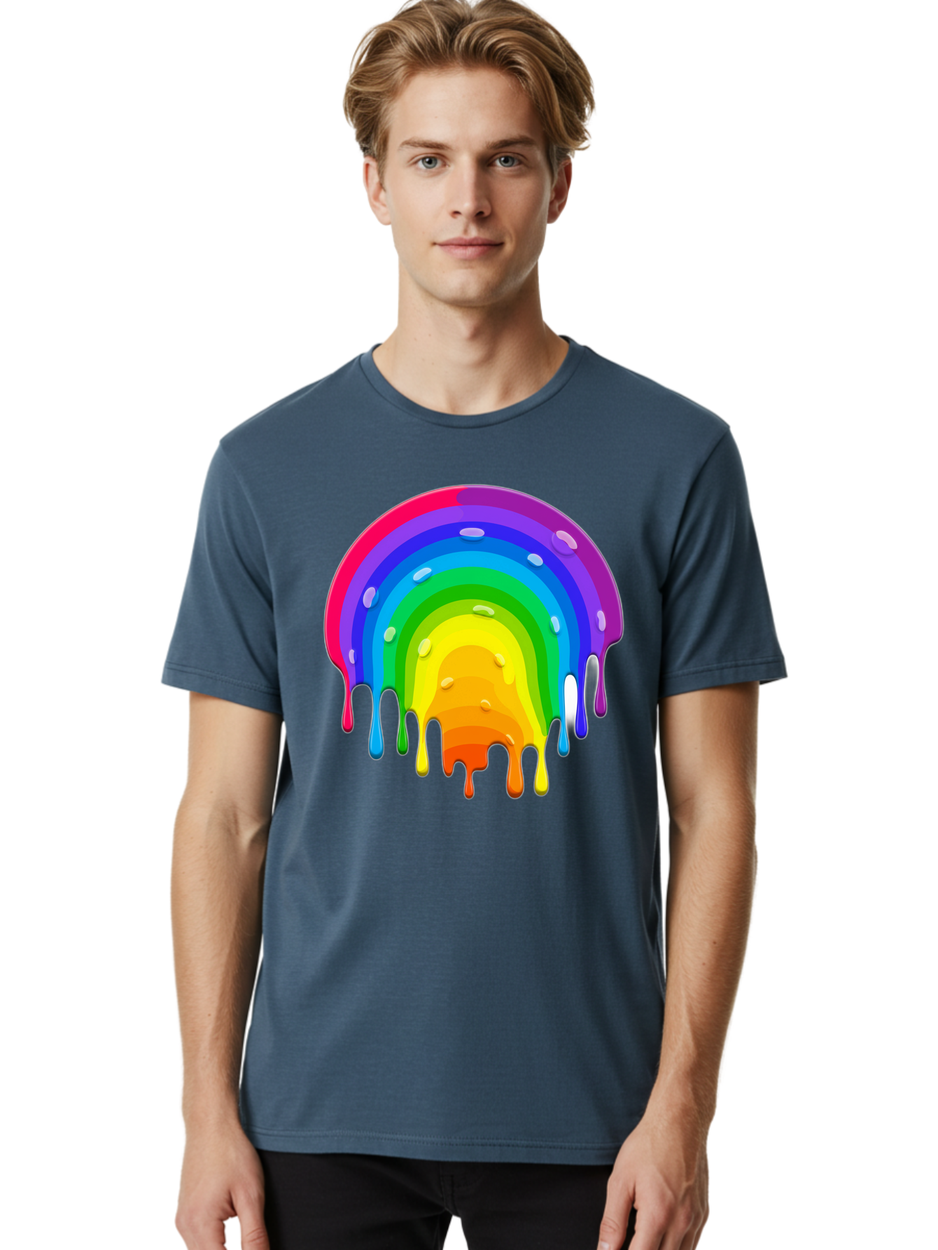 Rainbow-Dripping Men'S Graphic Tee, 100% Cotton, Comfortable Casual Summer Wear, Machine Washable, Vintage Camera, Old Camera, Antique Camera, Black Camera, Classic Photography, Photography Equipment, Nostalgic Device, Film Camera, Camera Art Bai292