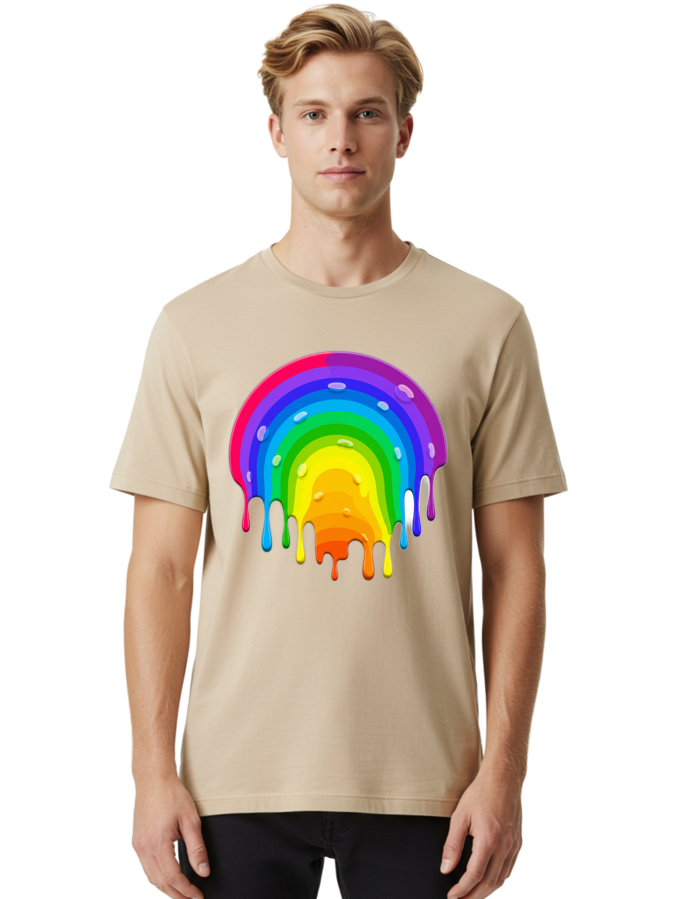 Rainbow-Dripping Men'S Graphic Tee, 100% Cotton, Comfortable Casual Summer Wear, Machine Washable, Vintage Camera, Old Camera, Antique Camera, Black Camera, Classic Photography, Photography Equipment, Nostalgic Device, Film Camera, Camera Art Bai292