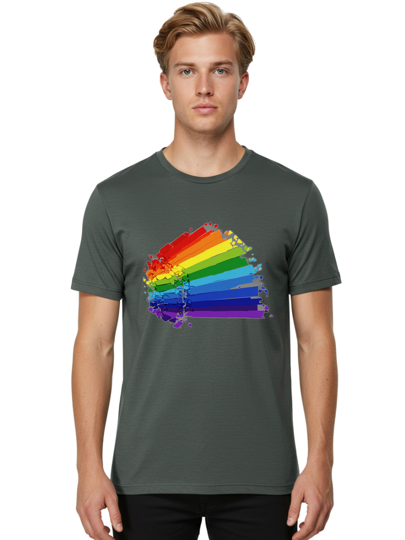 Rainbow-Paint-Splash Men'S Graphic Tee, 100% Cotton, Comfortable Casual Summer Wear, Machine Washable, Vintage Camera, Old Camera, Antique Camera, Black Camera, Classic Photography, Photography Equipment, Nostalgic Device, Film Camera, Bai294