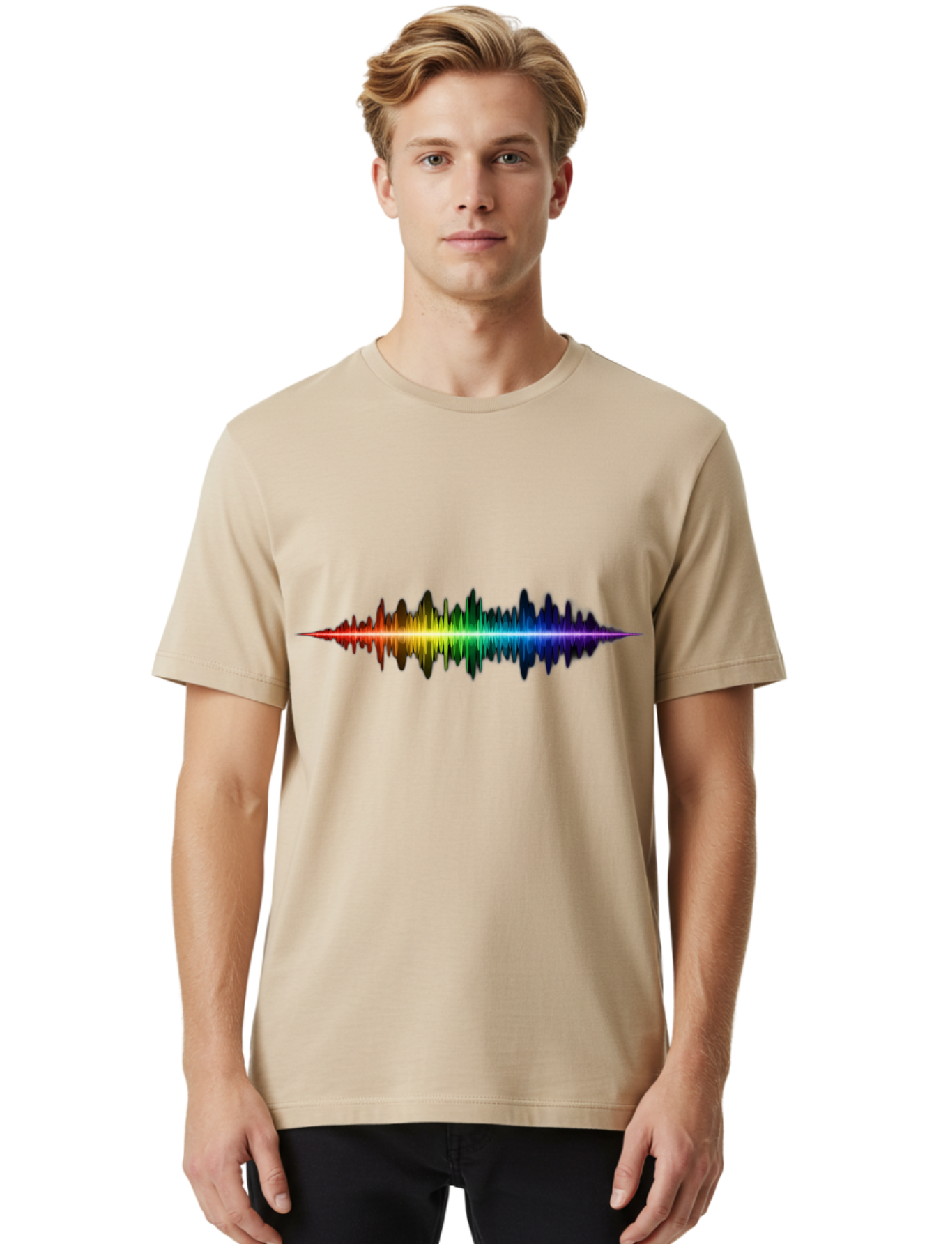 Rainbow-Sound-Wave Men'S Graphic Tee, 100% Cotton, Comfortable Casual Summer Wear, Machine Washable, Vintage Camera, Old Camera, Antique Camera, Black Camera, Classic Photography, Photography Equipment, Nostalgic Device, Film Camera, Bai295