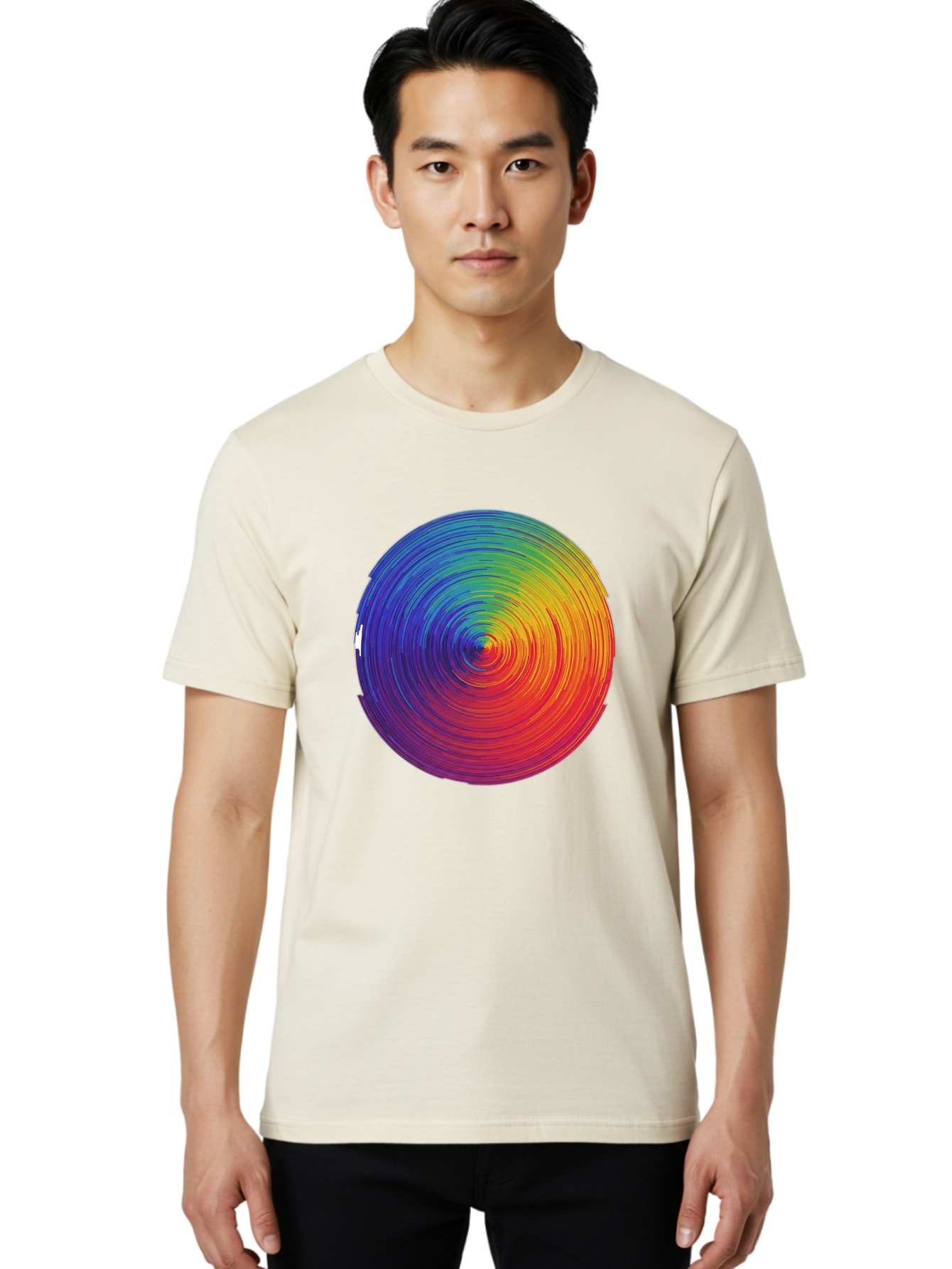 Rainbow-Spiral-Circle Men'S Graphic Tee, 100% Cotton, Comfortable Casual Summer Wear, Machine Washable, Vintage Camera, Old Camera, Antique Camera, Black Camera, Classic Photography, Photography Equipment, Nostalgic Device, Film Camera, Bai296