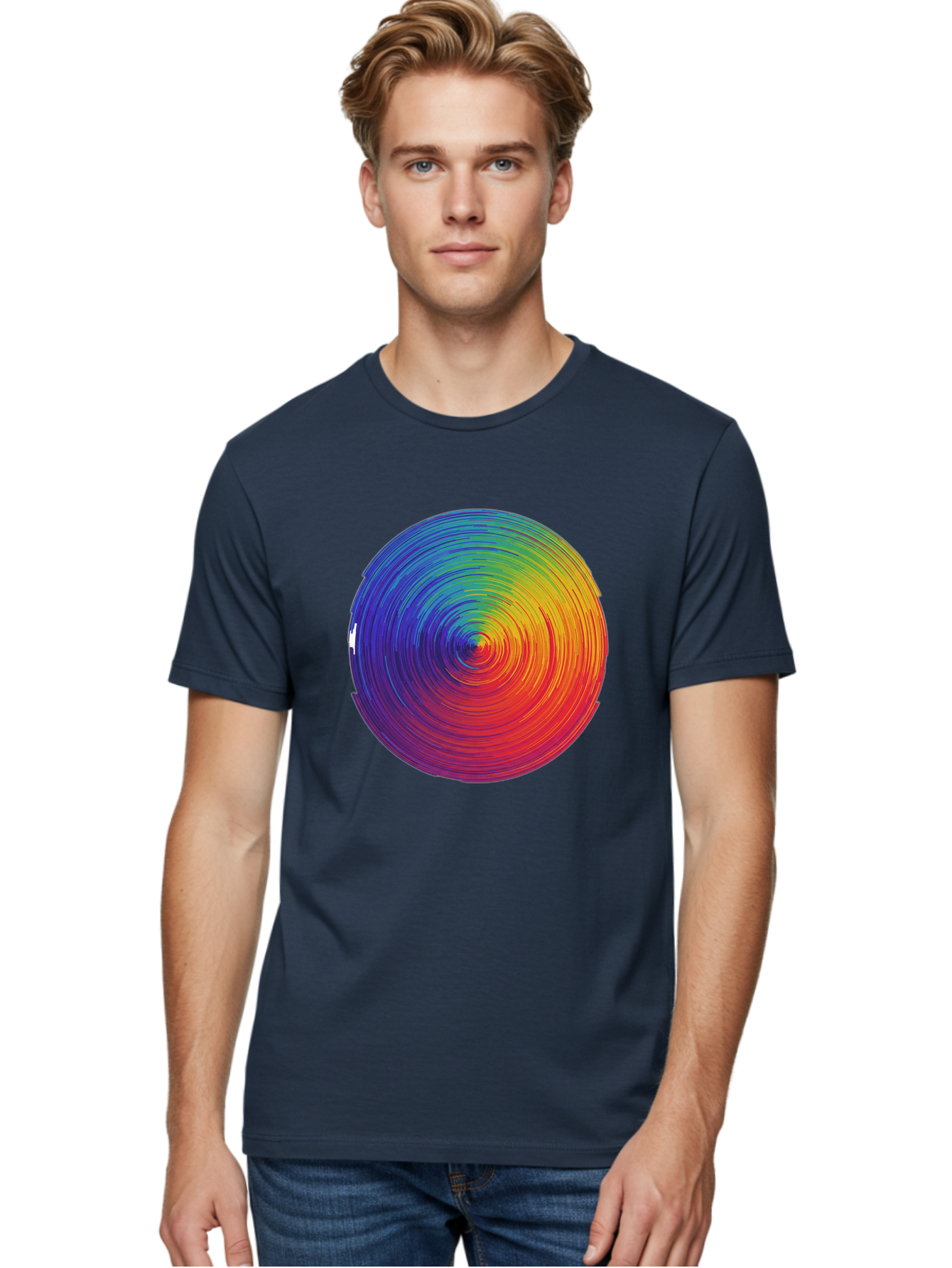 Rainbow-Spiral-Circle Men'S Graphic Tee, 100% Cotton, Comfortable Casual Summer Wear, Machine Washable, Vintage Camera, Old Camera, Antique Camera, Black Camera, Classic Photography, Photography Equipment, Nostalgic Device, Film Camera, Bai296