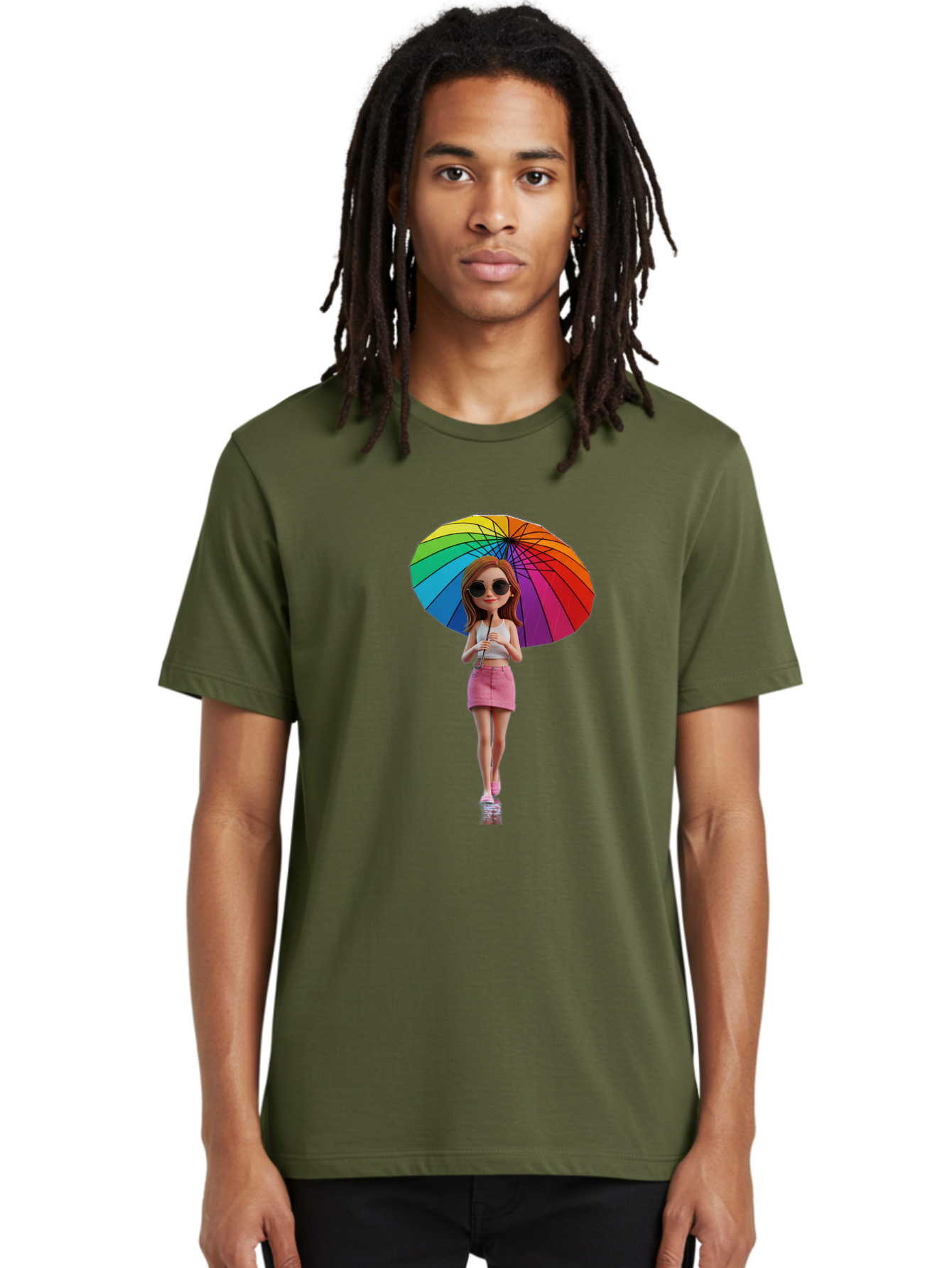 Rainbow-Umbrella-Girl Men'S Graphic Tee, 100% Cotton, Comfortable Casual Summer Wear, Machine Washable, Vintage Camera, Old Camera, Antique Camera, Black Camera, Classic Photography, Photography Equipment, Nostalgic Device, Film Camera, Bai297