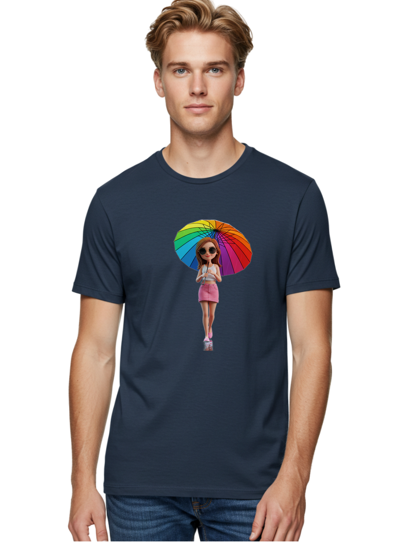 Rainbow-Umbrella-Girl Men'S Graphic Tee, 100% Cotton, Comfortable Casual Summer Wear, Machine Washable, Vintage Camera, Old Camera, Antique Camera, Black Camera, Classic Photography, Photography Equipment, Nostalgic Device, Film Camera, Bai297