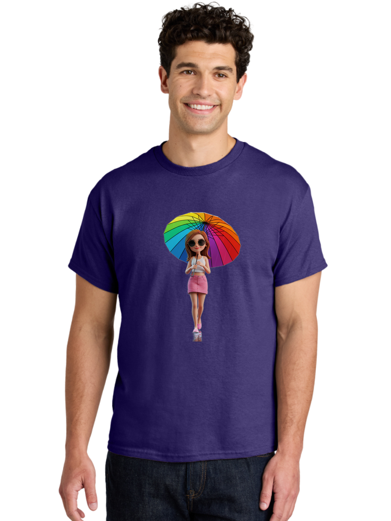 Rainbow-Umbrella-Girl Men'S Graphic Tee, 100% Cotton, Comfortable Casual Summer Wear, Machine Washable, Vintage Camera, Old Camera, Antique Camera, Black Camera, Classic Photography, Photography Equipment, Nostalgic Device, Film Camera, Bai297