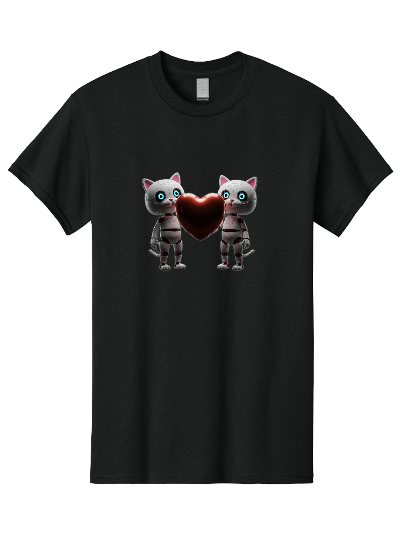 Robotic-Cats-Holding-Heart Men'S Graphic Tee, 100% Cotton, Comfortable Casual Summer Wear, Machine Washable, Vintage Camera, Old Camera, Antique Camera, Black Camera, Classic Photography, Photography Equipment, Nostalgic Device, Film Camera, Bai304