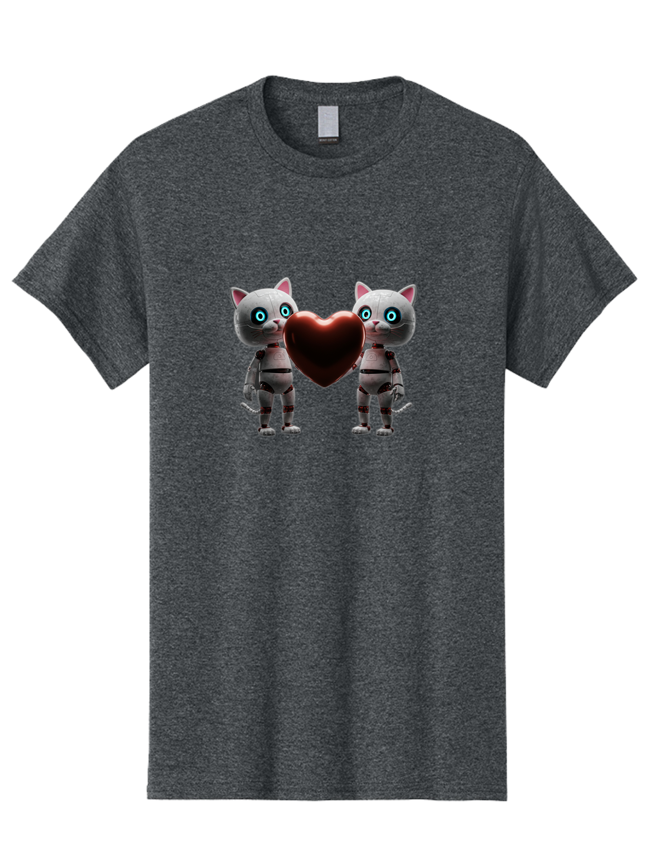 Robotic-Cats-Holding-Heart Men'S Graphic Tee, 100% Cotton, Comfortable Casual Summer Wear, Machine Washable, Vintage Camera, Old Camera, Antique Camera, Black Camera, Classic Photography, Photography Equipment, Nostalgic Device, Film Camera, Bai304