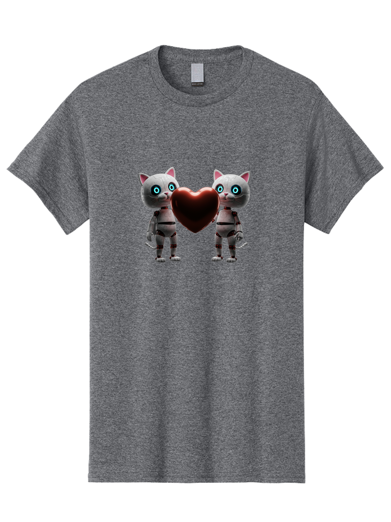 Robotic-Cats-Holding-Heart Men'S Graphic Tee, 100% Cotton, Comfortable Casual Summer Wear, Machine Washable, Vintage Camera, Old Camera, Antique Camera, Black Camera, Classic Photography, Photography Equipment, Nostalgic Device, Film Camera, Bai304